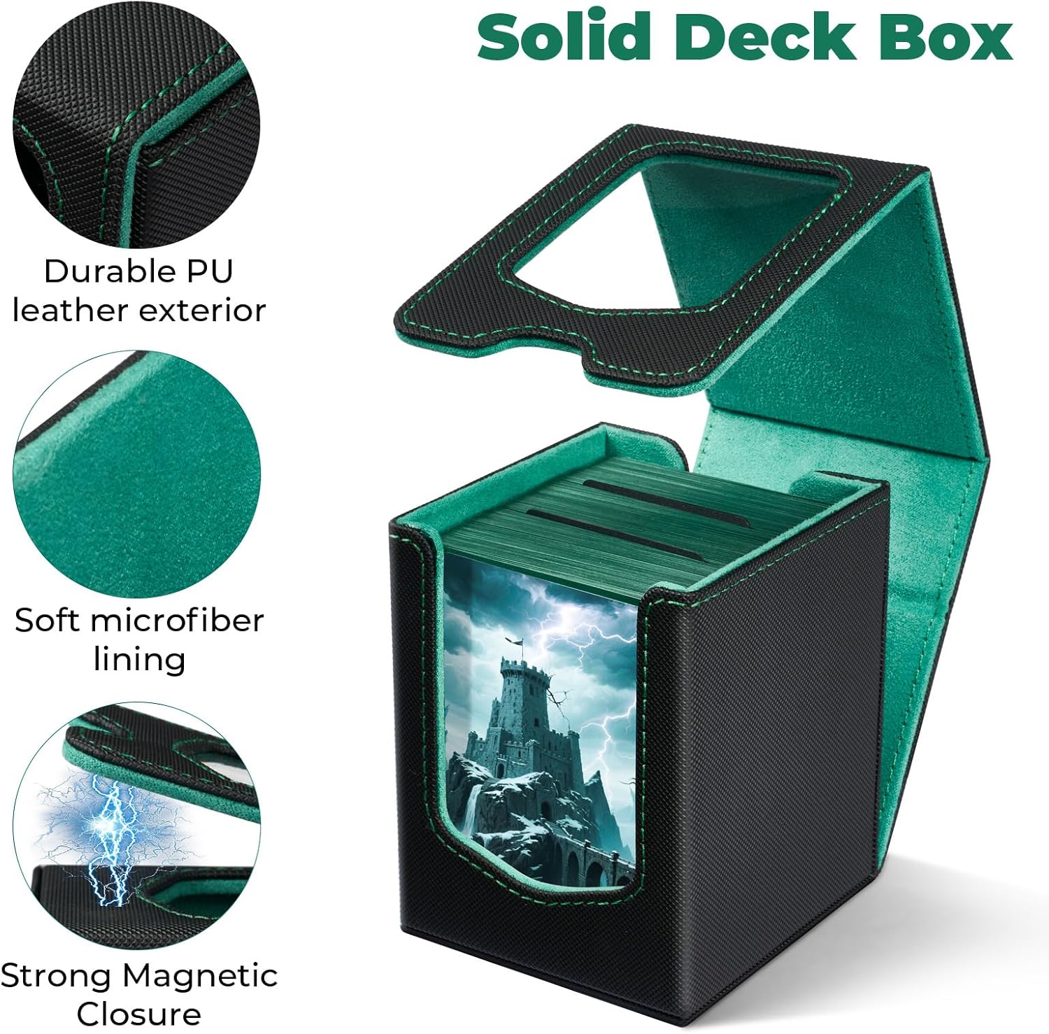 Detalle 2 de Fabmaker 4 Pack Deck Box: Magnetic MTG Commander Storage, 210+ Cards, 6 Color Options