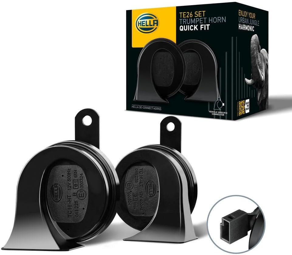 Detalle 2 de HELLA 012010901 Black 12V BX Horn Kit (Toyota)