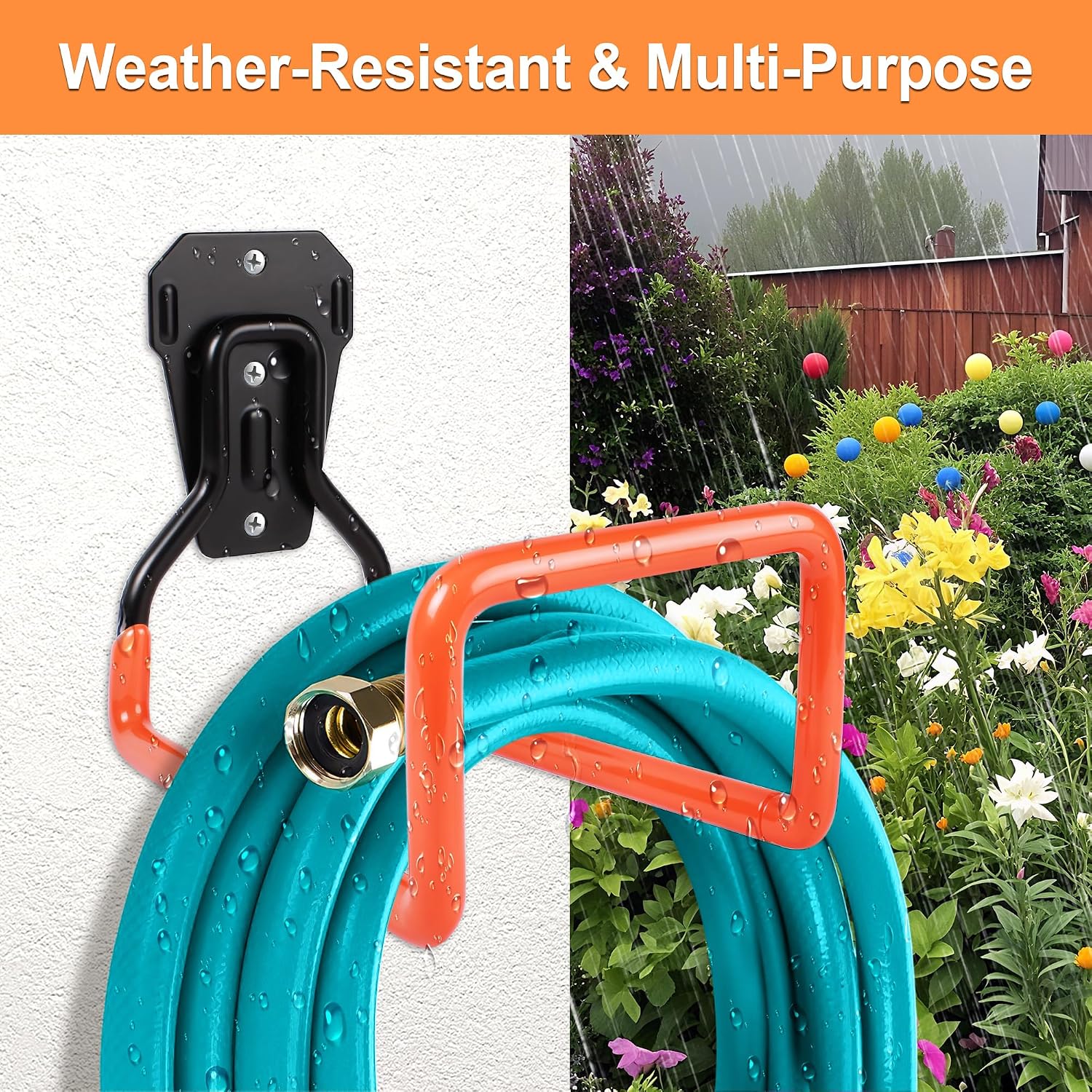 Detalle 1 de Pipigaty PE0016A2 Iron Hose Holders, Wall-Mounted, Orange, 2-Pack