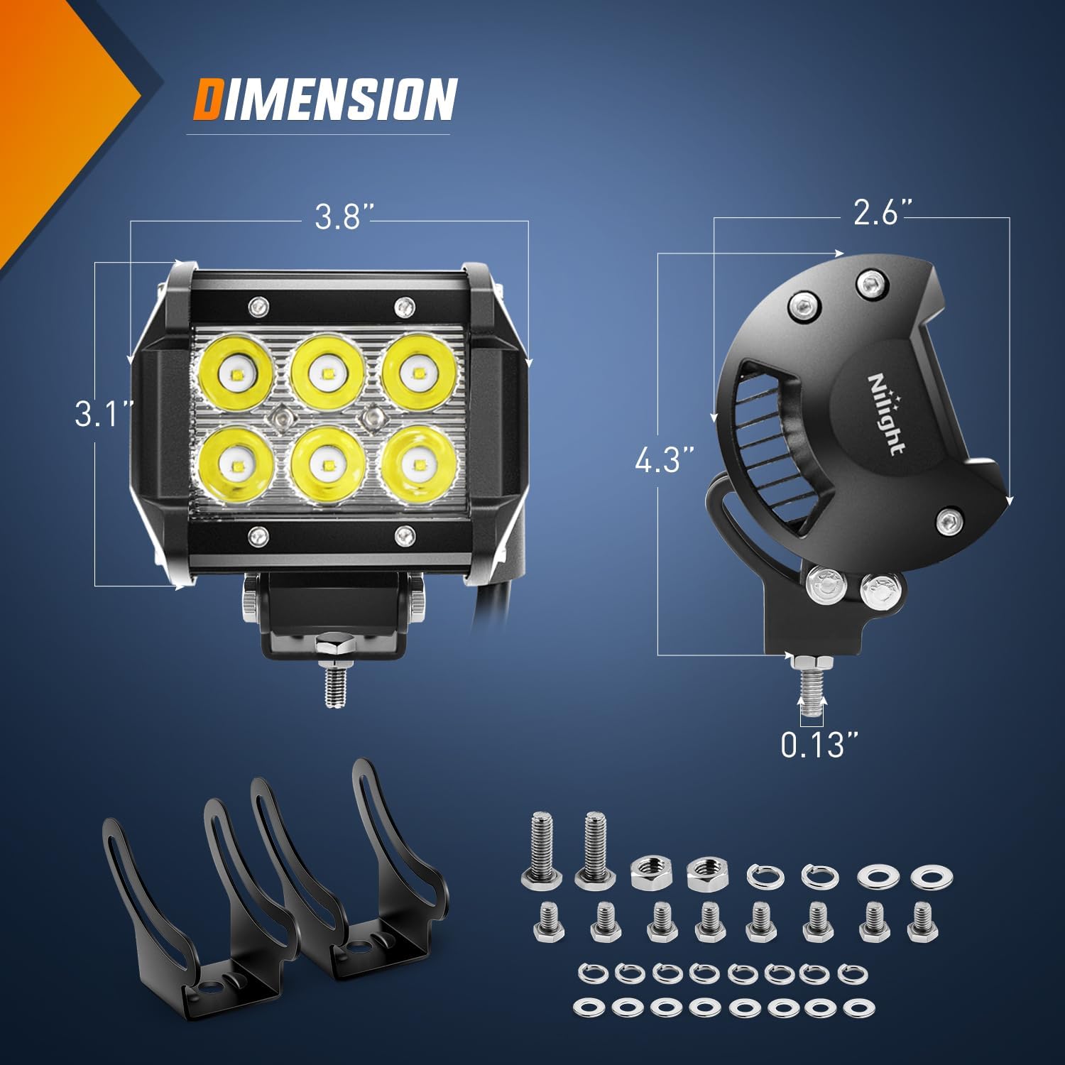 Detalle de Nilight 20-Inch 126W Spot/Flood Combo LED Light Bar with 4x 18W Pods and Wiring Harness Kit