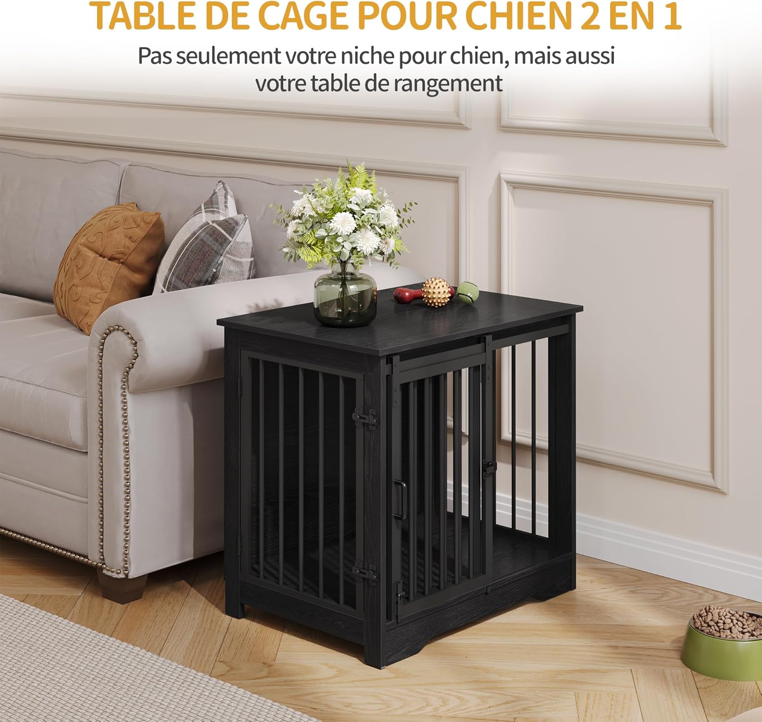 Detalle de Hzuaneri Cage pour Chiens 69 cm — Table d’appoint et niche moderne pour petits chiens