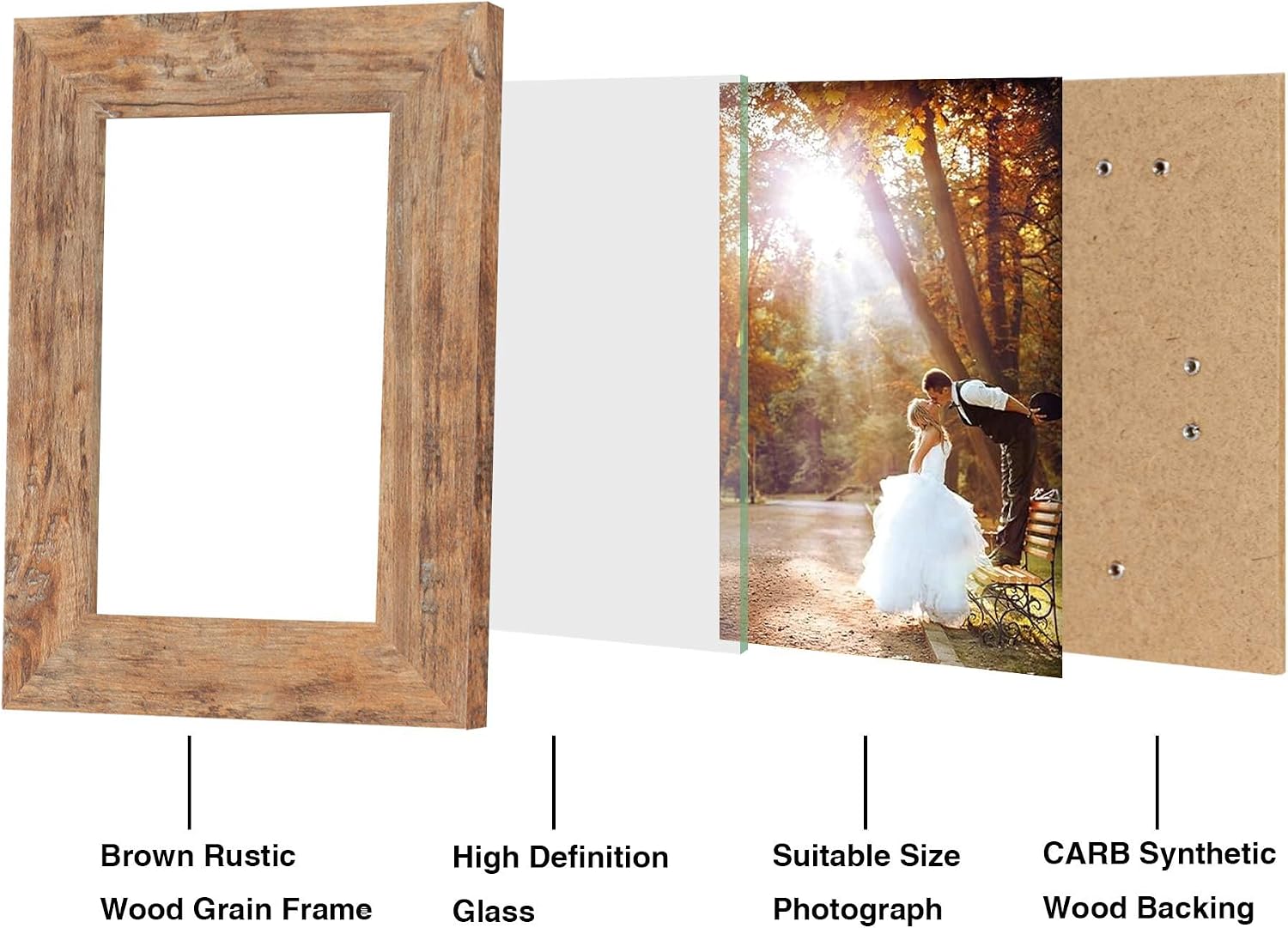 Detalle de iRahmen 5x7 Picture Frame Set, Rustic Brown 🖼
