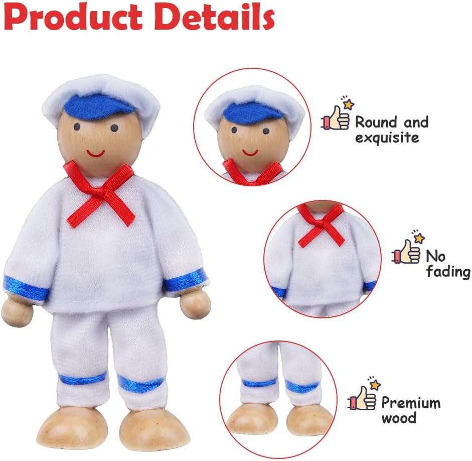 Thumbnail 2 de Aolso Maison de poupées en bois – Lot de 9 personnages pour jeux imaginatifs