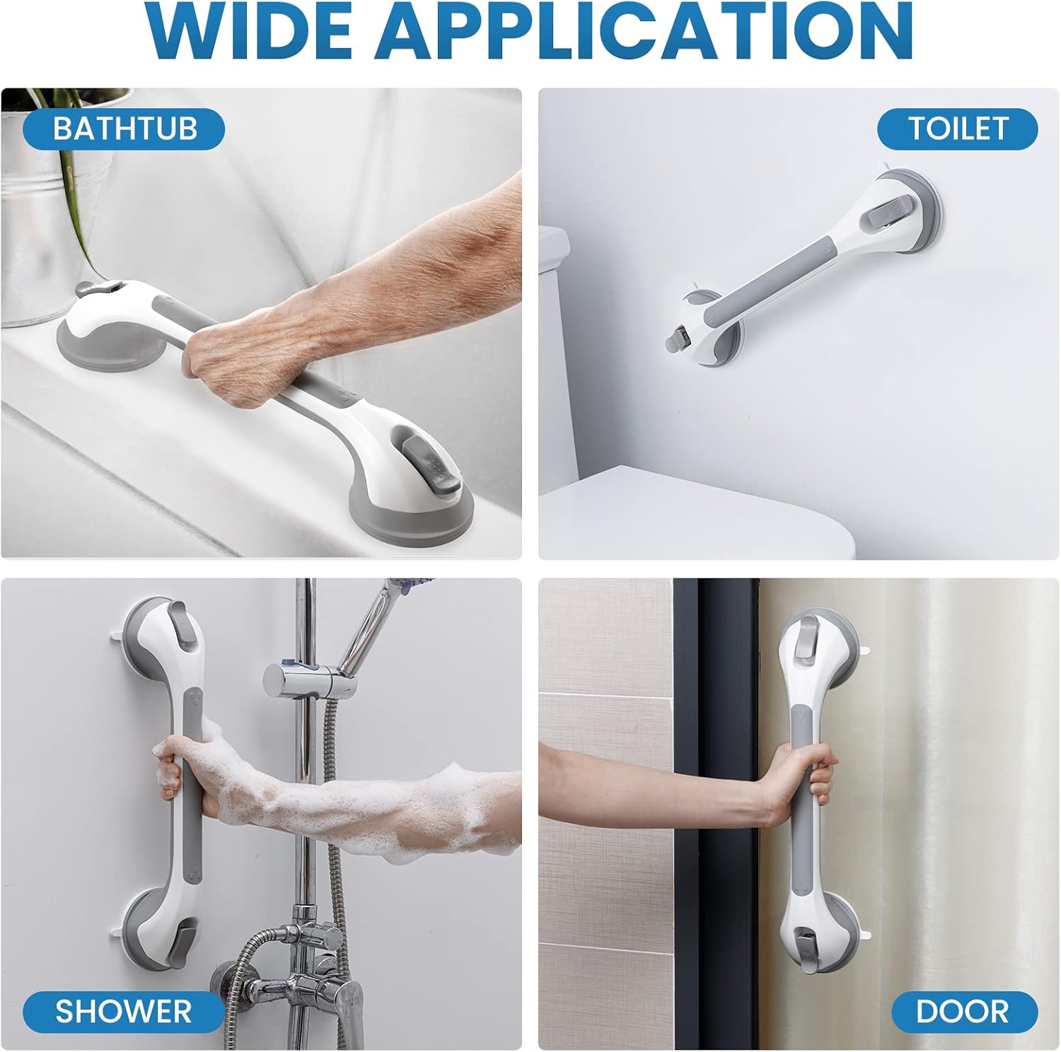 Thumbnail 5 de LEVERLOC 2 Pack Shower Grab Bars with Suction: Safe, Tool-Free Stability for Tile Bathrooms