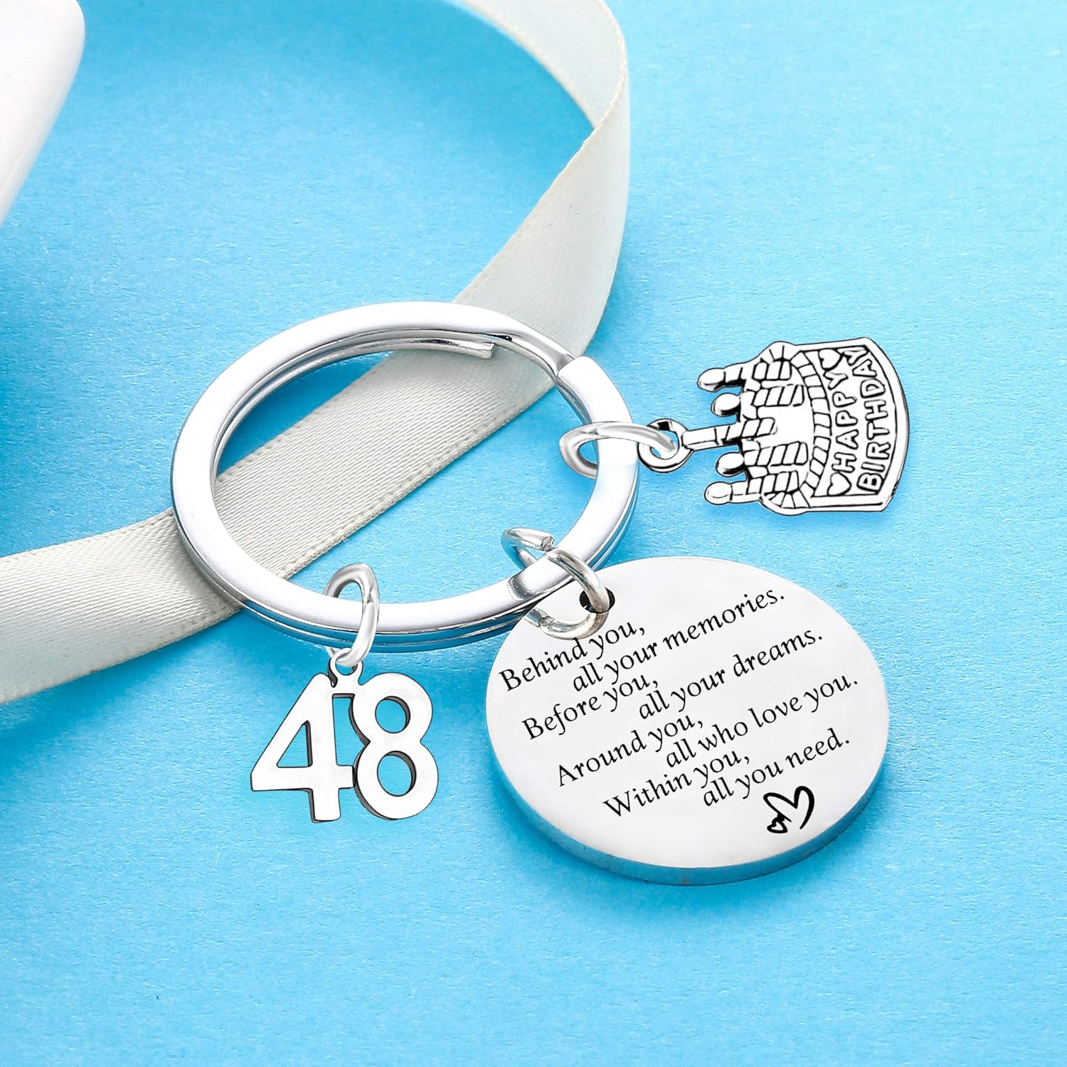 Detalle de Nimteve Birthday Keyring – Inspirational Stainless Steel Gift for Women, Girls and Mum
