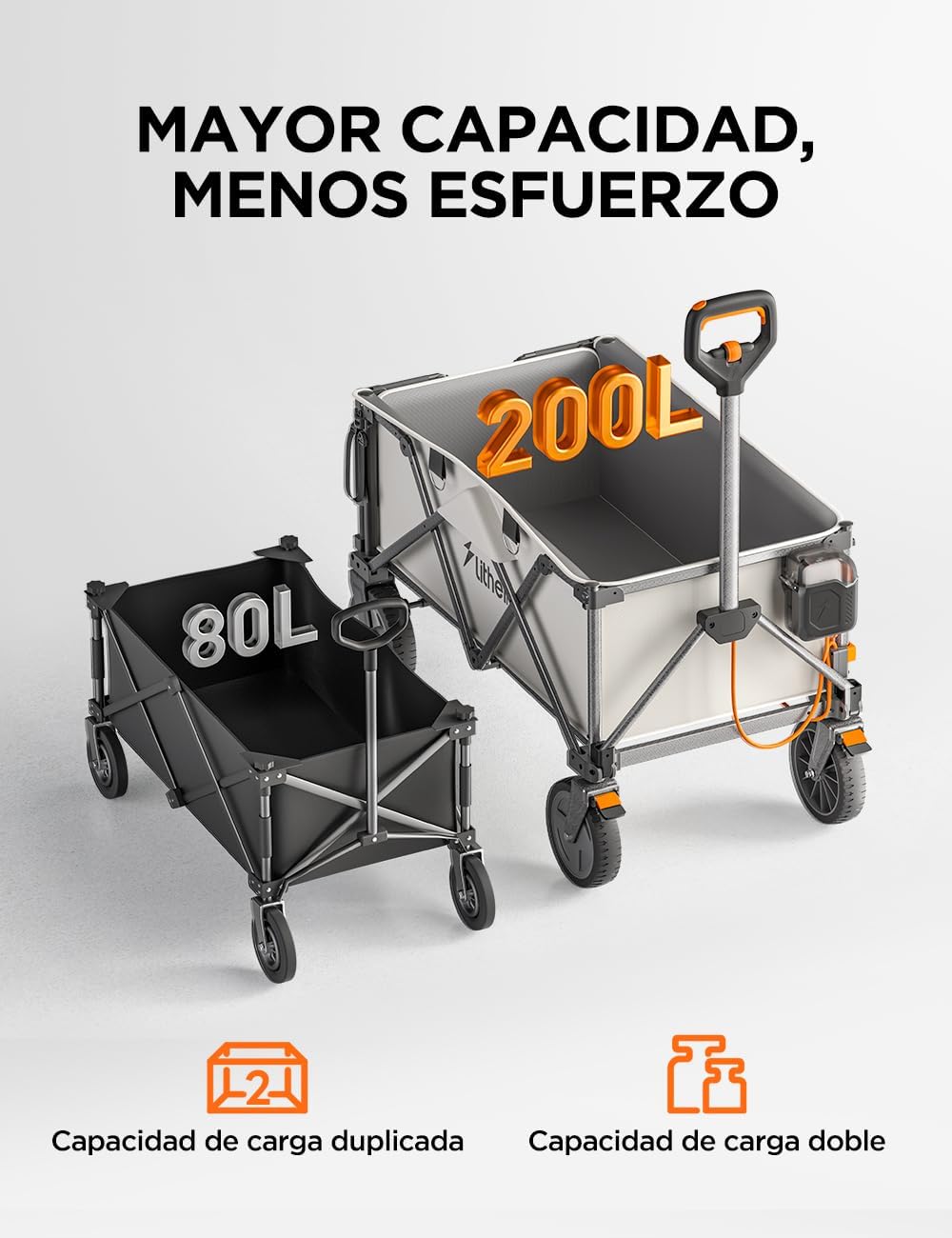 Thumbnail 2 de Litheli Carretilla eléctrica plegable para camping y jardín 🚜