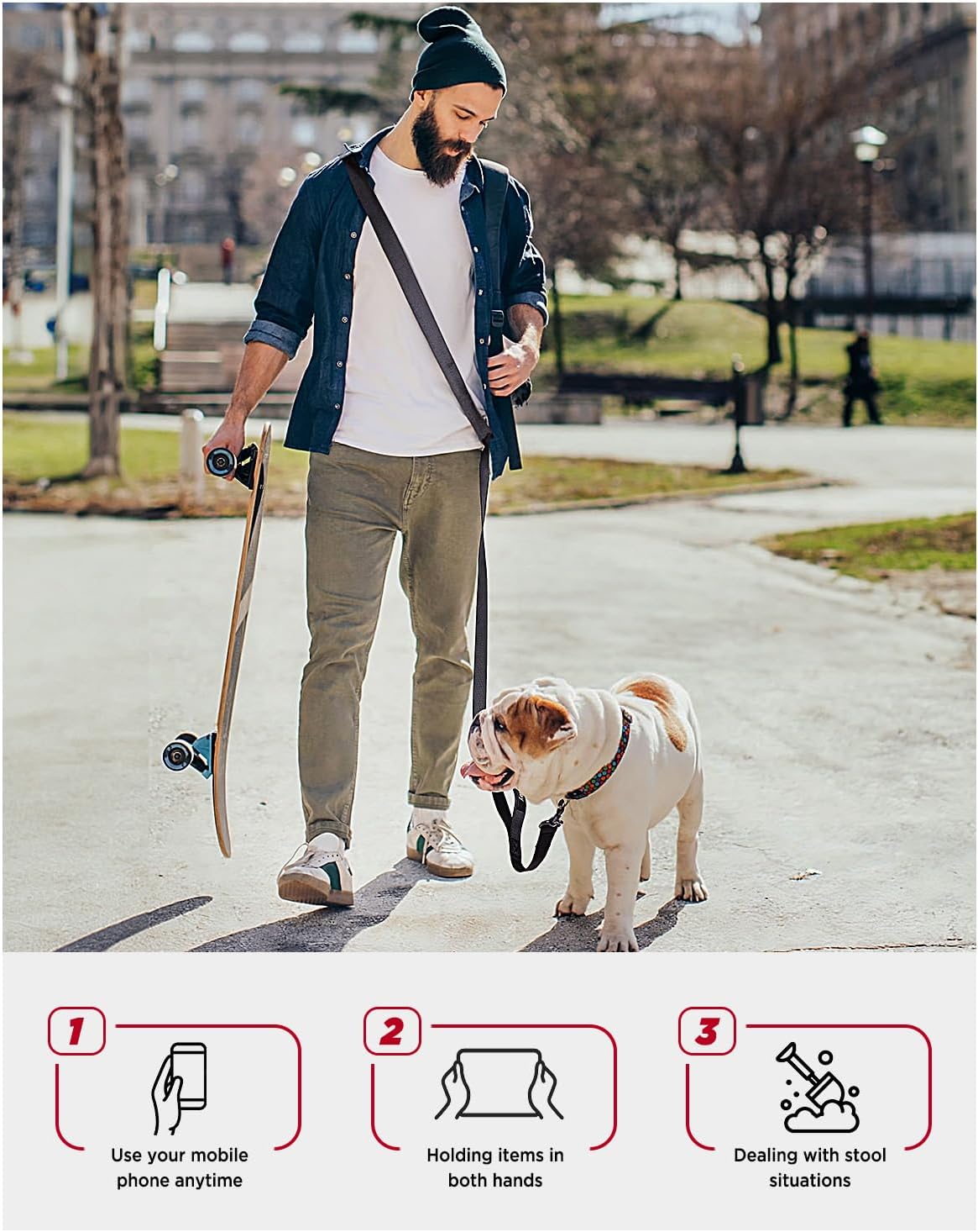 Detalle 2 de Hands Free Dog Lead 2.5M – Adjustable Crossbody Leash with Padded Handle