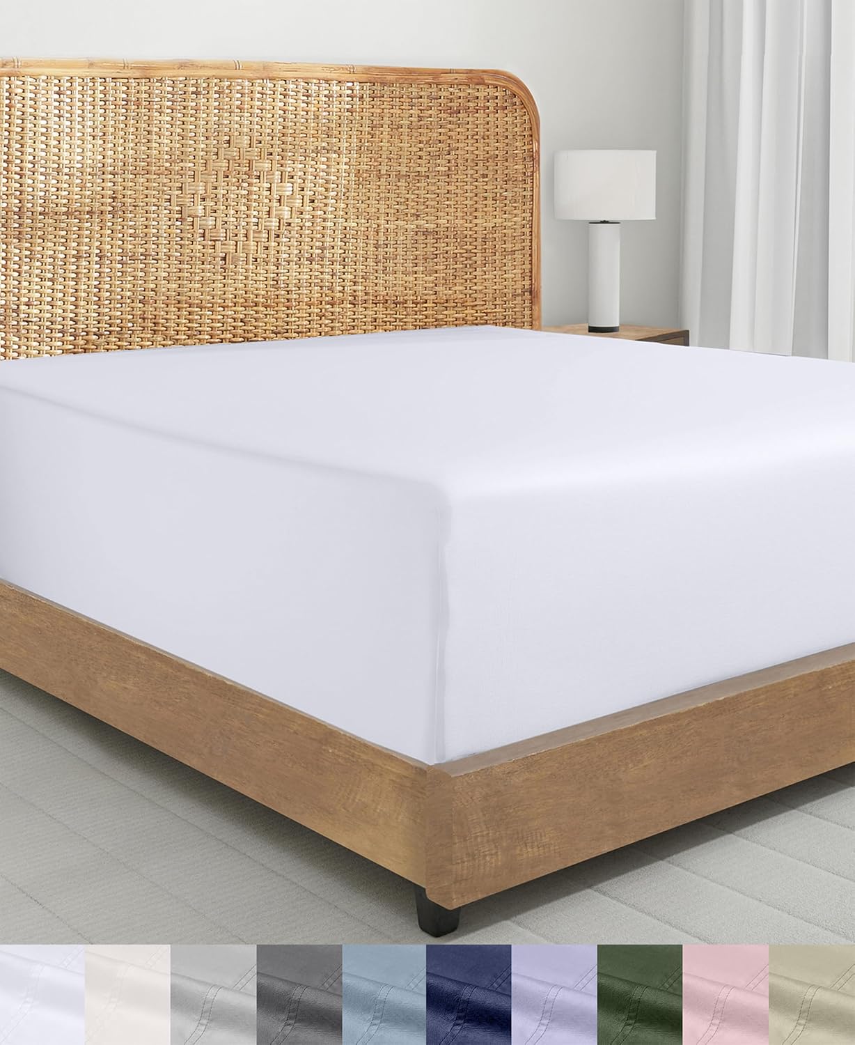 Detalle de Organic Cotton Percale Fitted Sheet 300TC