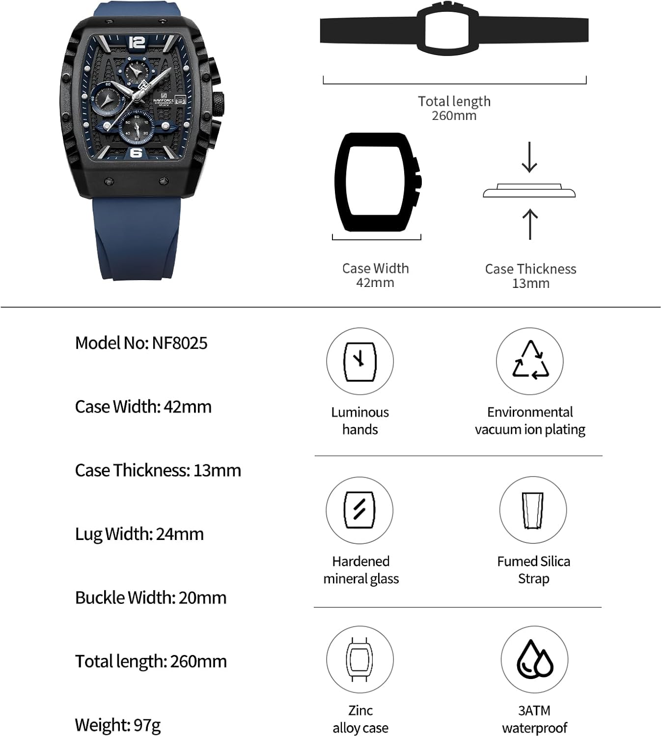 Thumbnail 3 de Naviforce orologio da uomo analogico al quarzo con data e giorno (quarzo)