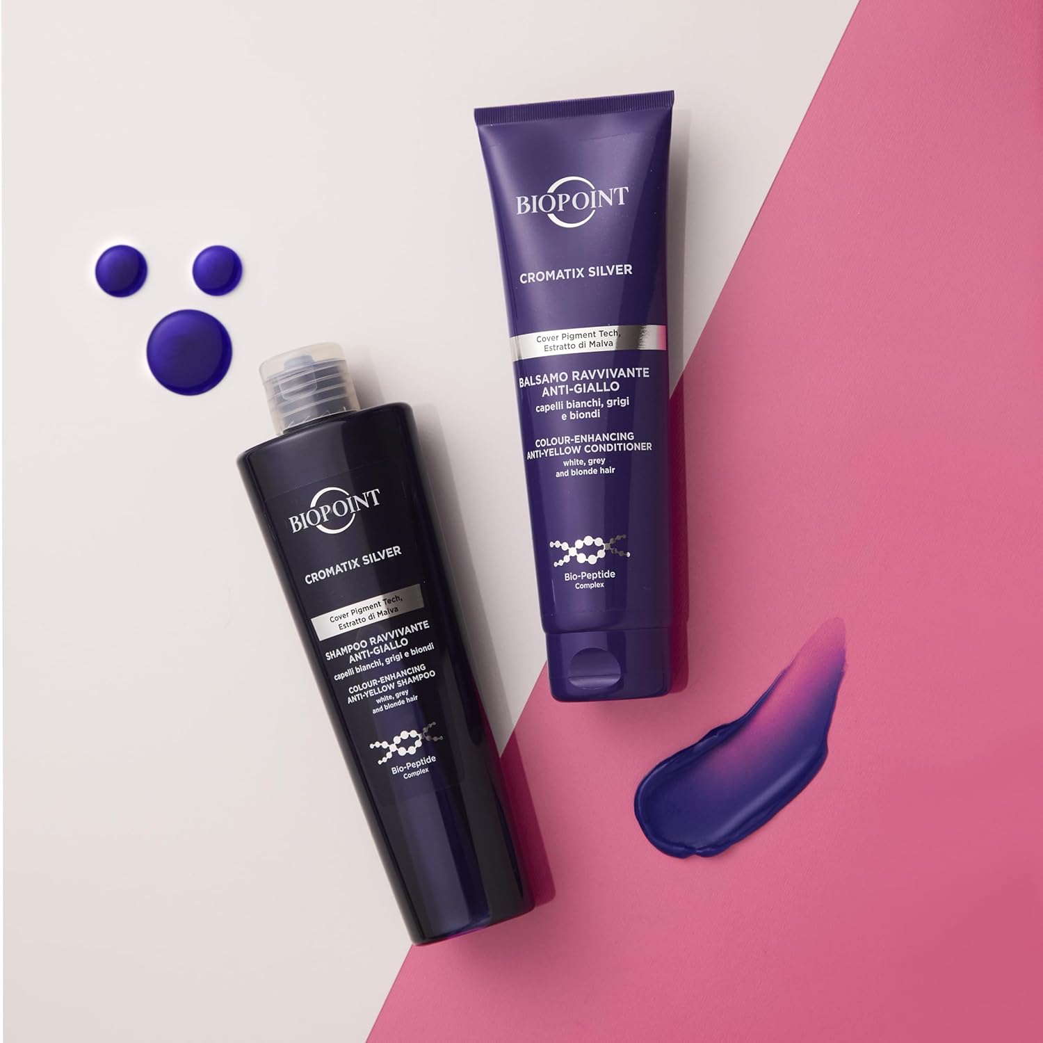 Detalle de BIOPOINT Cromatix Silver Shampoo Ravvivante Antigiiallo – per capelli bianchi, grigi e brizzolati da 200 ml