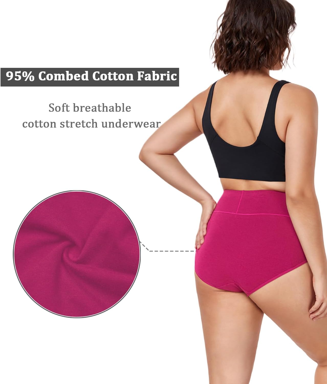 Detalle 2 de wirarpa Damen Unterhosen aus Baumwolle (5er-Pack) – High-Waist Taillenslip mit weichem, rutschfestem Bund