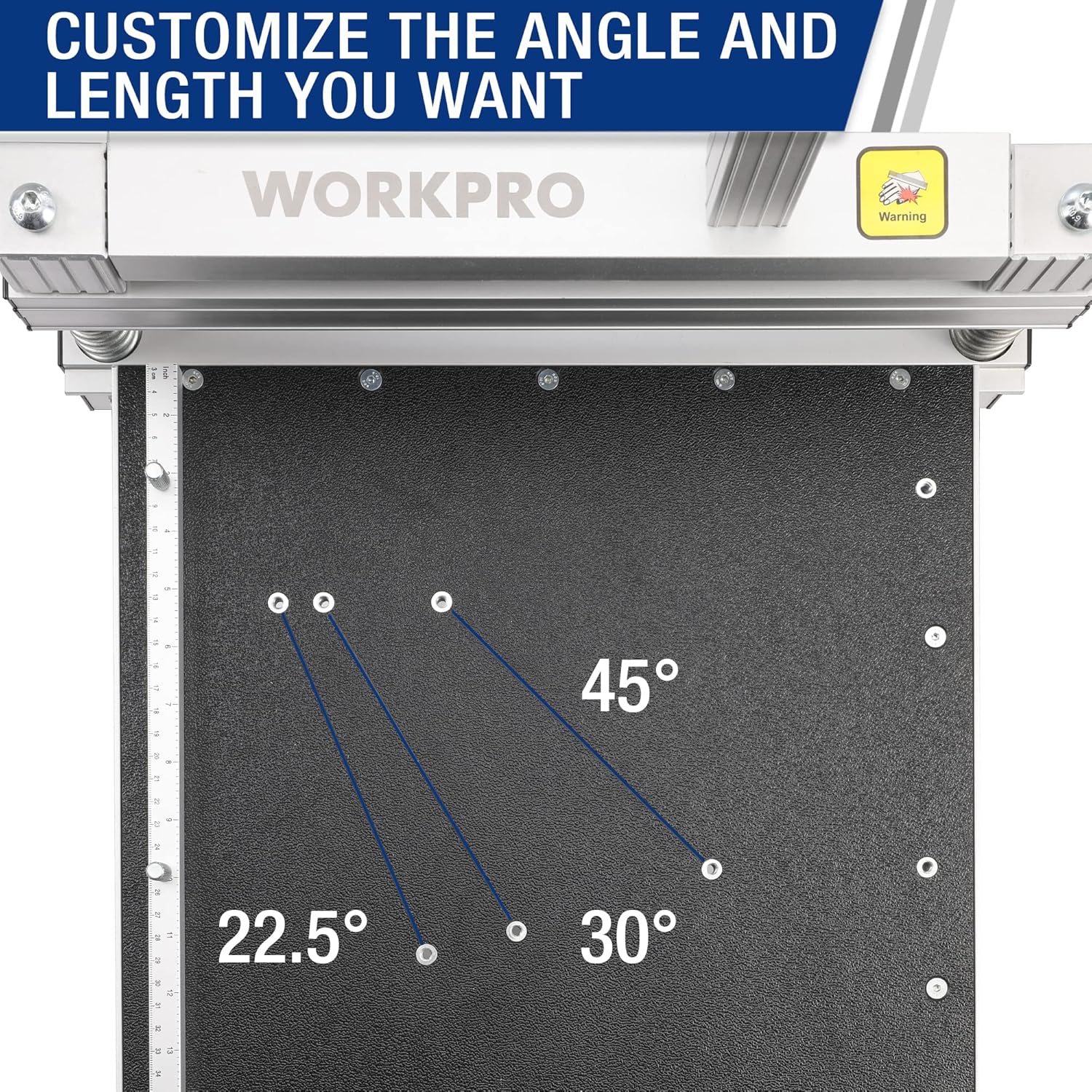 Thumbnail 2 de WORKPRO taglierina per laminato e pavimenti con lama in acciaio al tungsteno, taglio 340 mm e angoli regolabili
