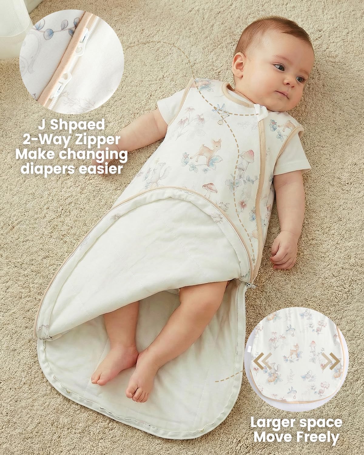 Thumbnail 1 de WYTbaby 2 Pack Baby Sleeping Bag – 0.5/1/1.5 Tog, 100% Cotton Wearable Blanket for Infants 0–24 Months