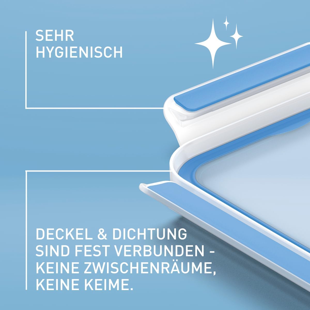 Detalle de EMSA Clip & Close Frischhaltedose rund 1,1 L mit Deckel – Made in Germany, 100% dicht, spülmaschinenfest