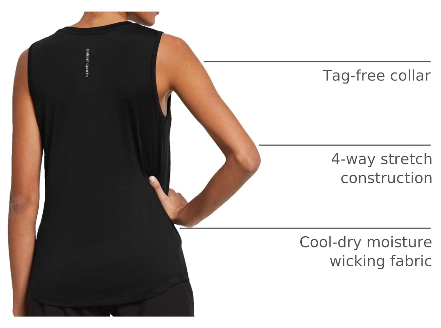 Detalle 2 de baleaf Women’s Sleeveless Workout Tank Tops for Running, Yoga & Gym (Cool-Dry, 4-Way Stretch)