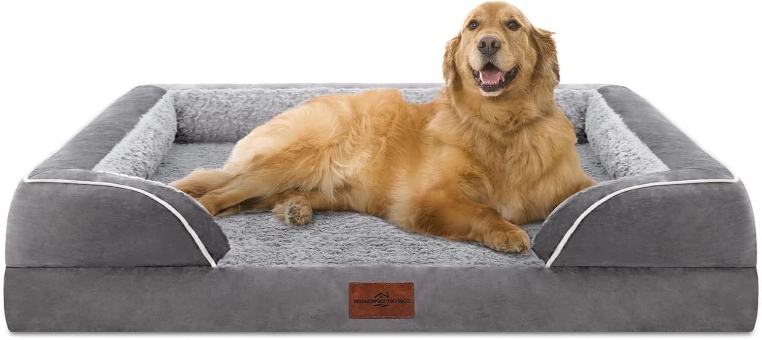 Comfort Expression Orthopedic Dog Bed for Extra Large Dogs with Bolster