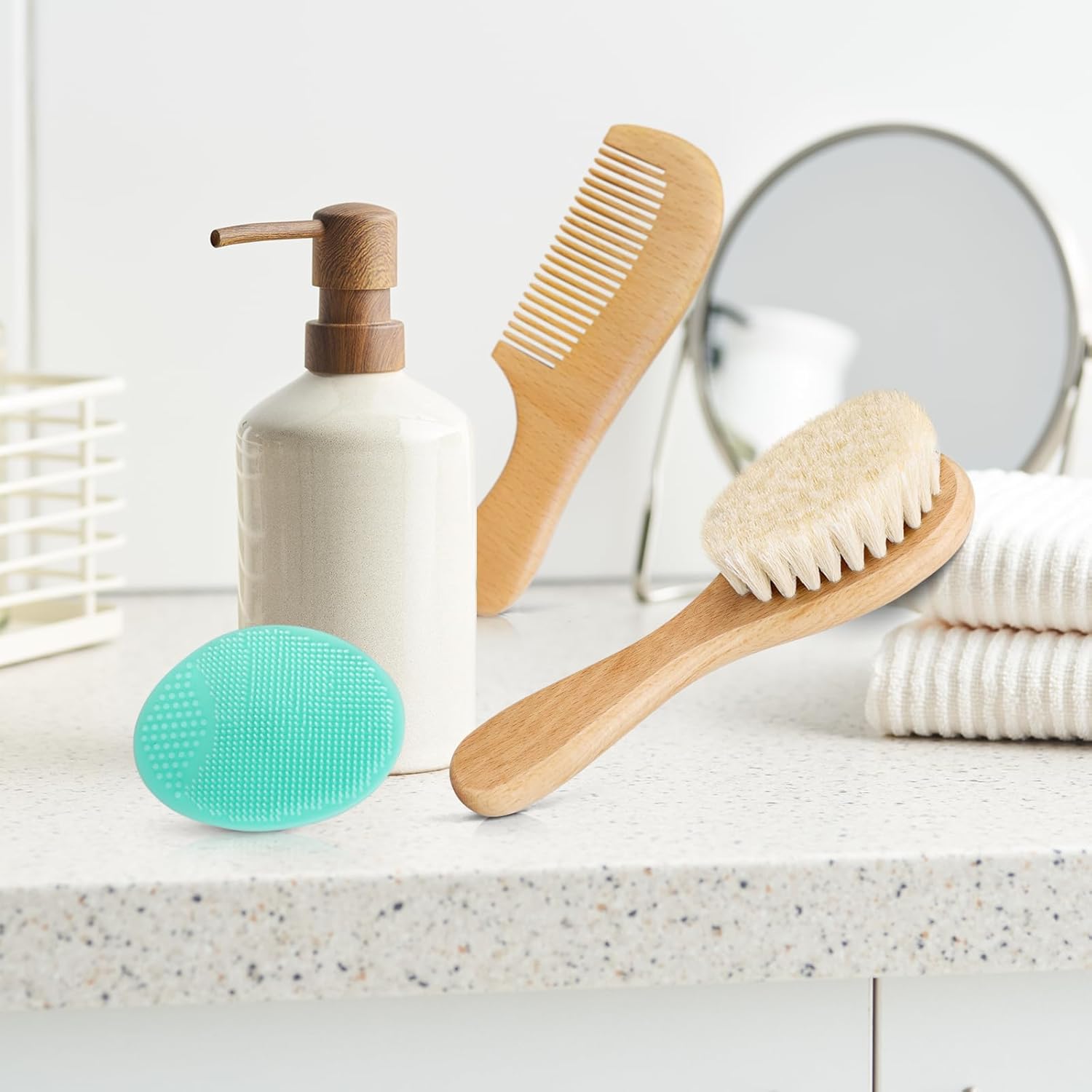 Thumbnail 4 de Molylove 3PCS Baby Hair Brush Set for Newborns & Toddlers with Wooden Handle and Comb