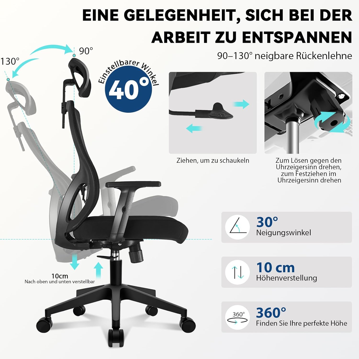 Thumbnail 4 de Durrafy Ergonomischer Bürostuhl