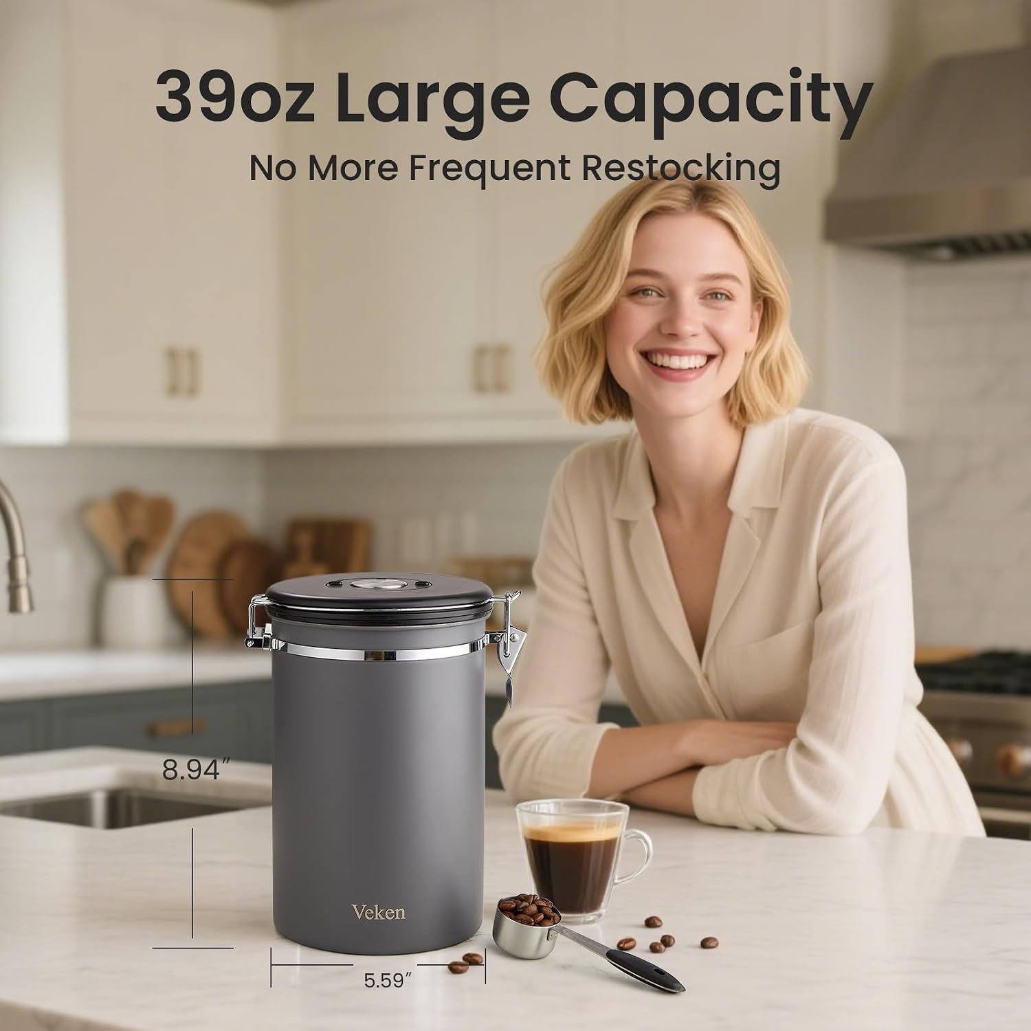 Thumbnail 3 de Veken 39OZ Airtight Coffee Canister ⚙