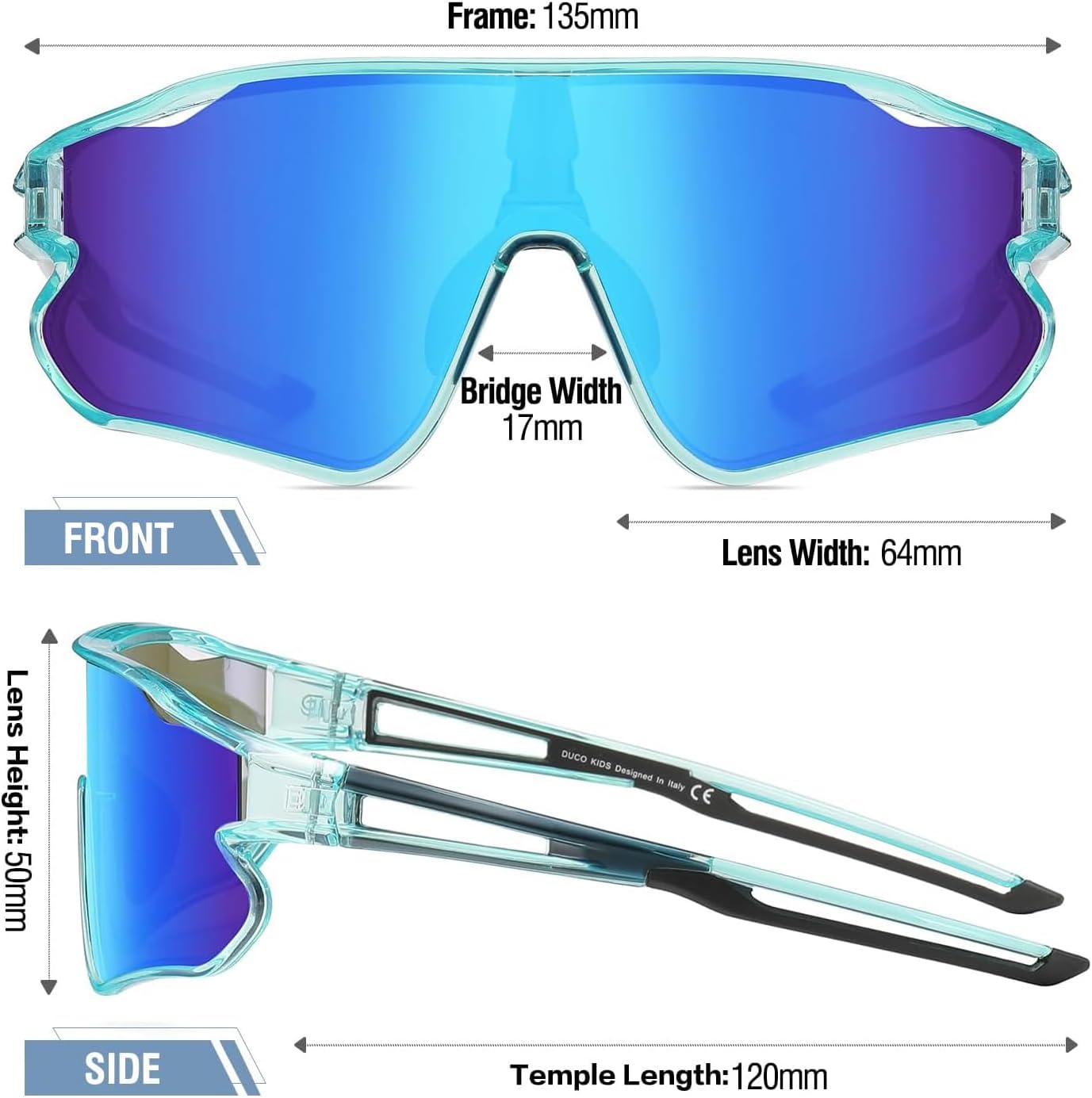 Detalle de DUCO Kids Polarized Sports Sunglasses, UV Protection, Wraparound TR90 Frame