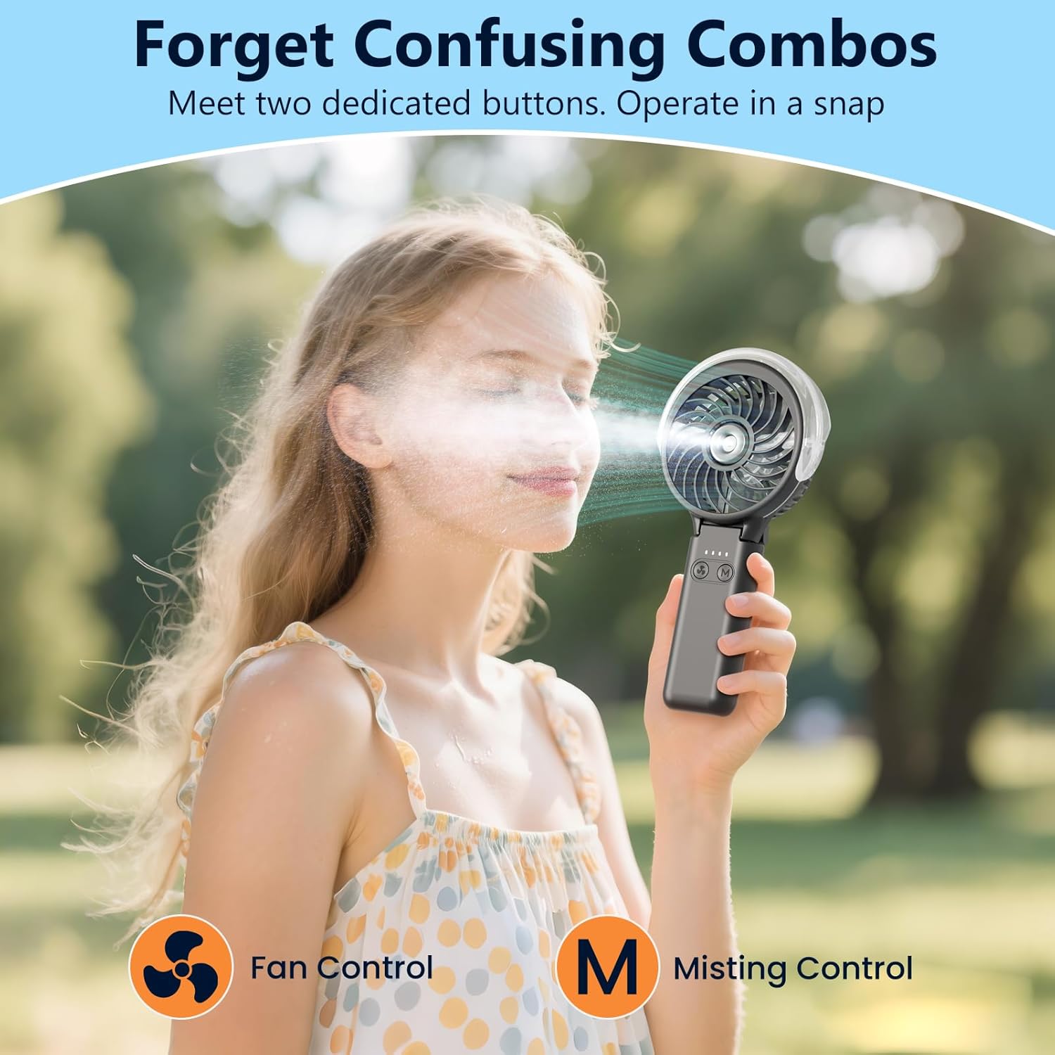 Detalle 2 de HandFan 5200mAh Upgraded Personal Misting Fan: Portable Mist + Fan for Outdoor Cool