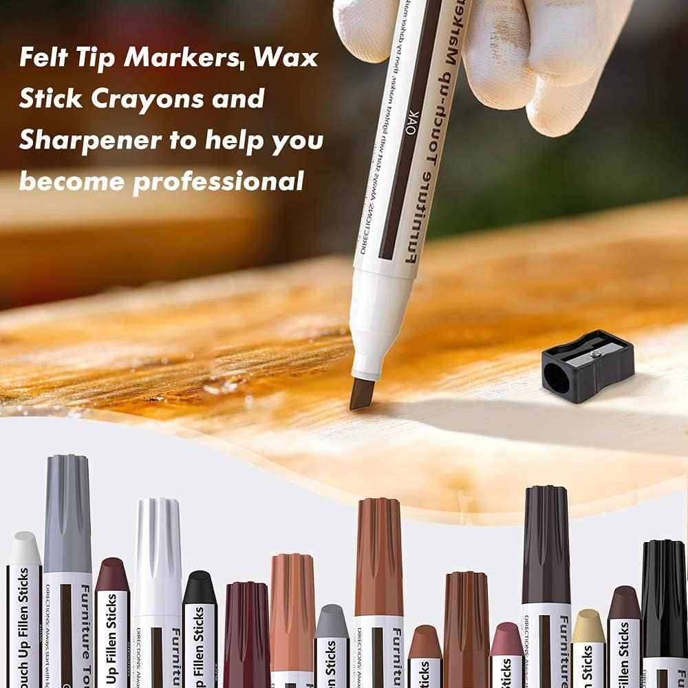 Detalle 2 de DAIXISM MR-21 Wood Furniture Repair Kit, 10 Colours, Markers and Wax Sticks