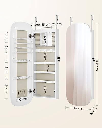 Detalle de SONGMICS Armoire à Bijoux avec Miroir LED et Serrure – JJC026W01
