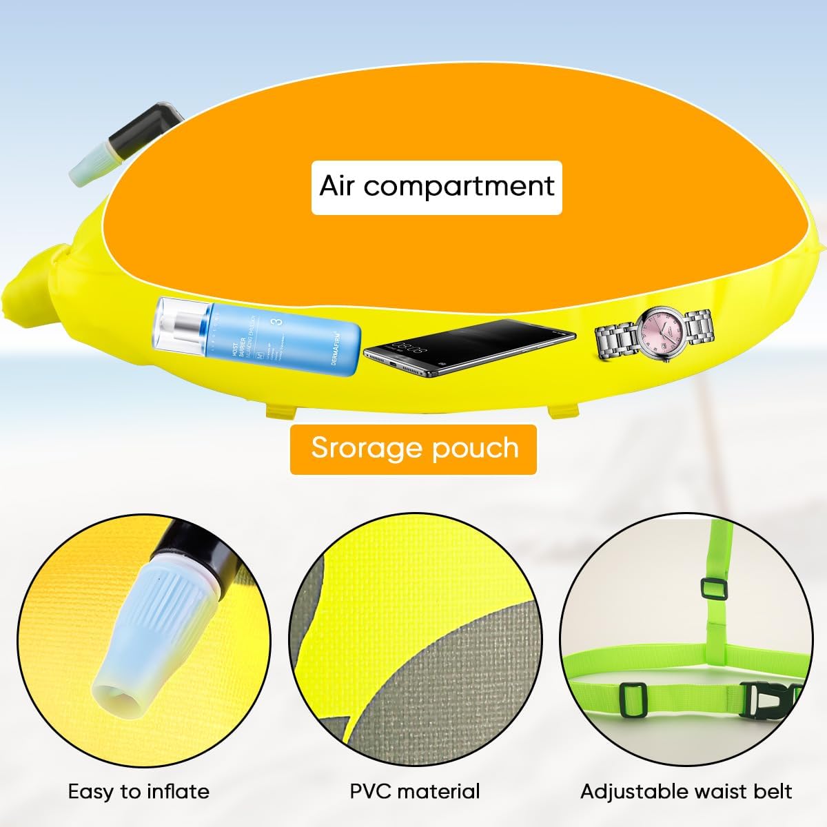 Thumbnail 2 de Confezione da 2 galleggianti da traino LUXHEIM in PVC, impermeabili e gonfiabili per nuoto e triathlon