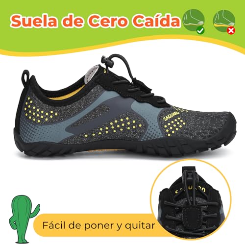 Detalle de SAGUARO Niños Barefoot: Zapatillas Niña Minimalistas Transpirables, Negro, Talla 26