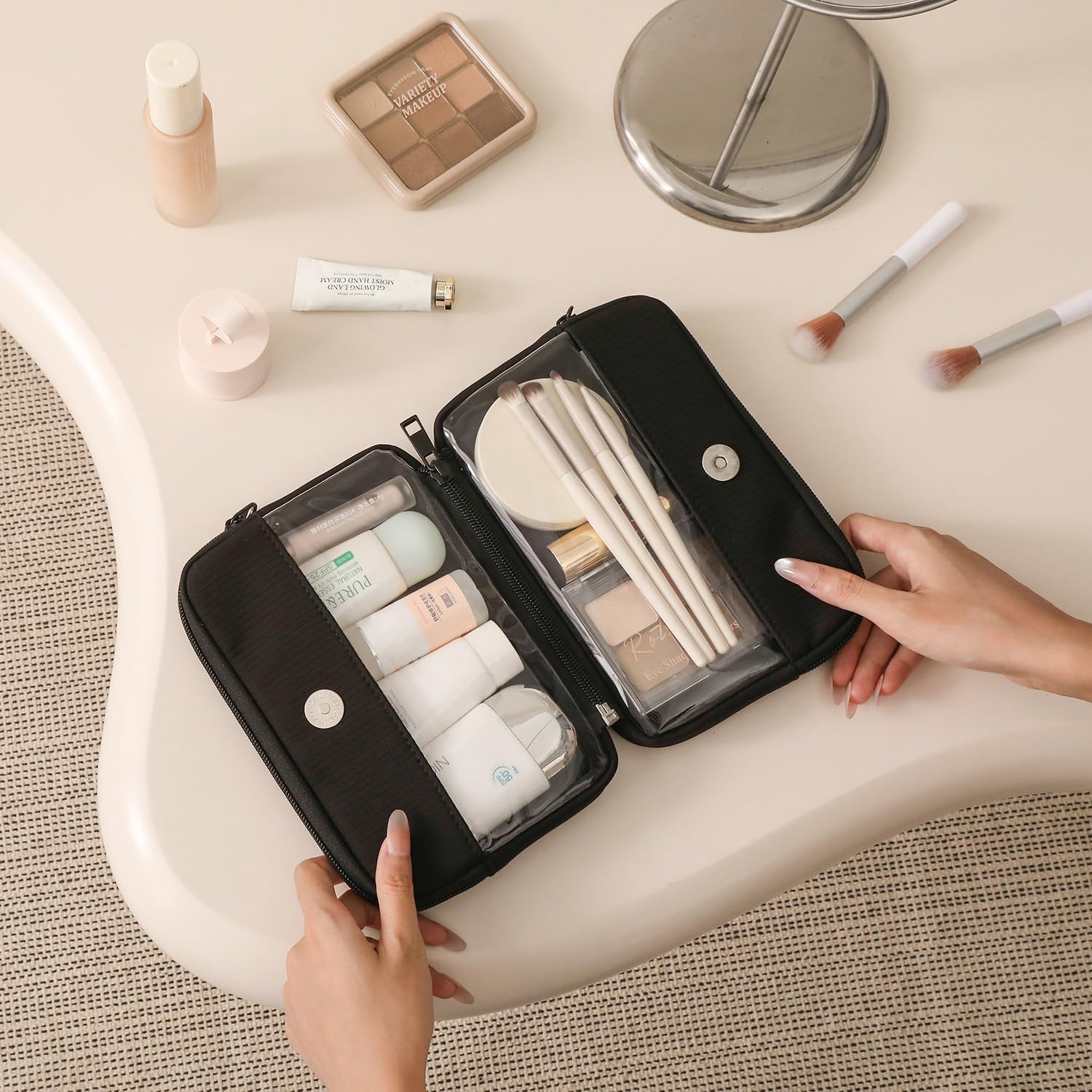 Thumbnail 5 de SEPWIK Travel Makeup Bag: Clear Waterproof PVC 2-in-1 Detachable Toiletry Organizer