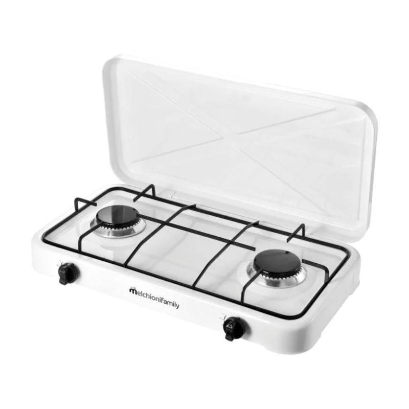 Detalle de Melchioni Family Minerva New 2 quemadores alto rendimiento blanco