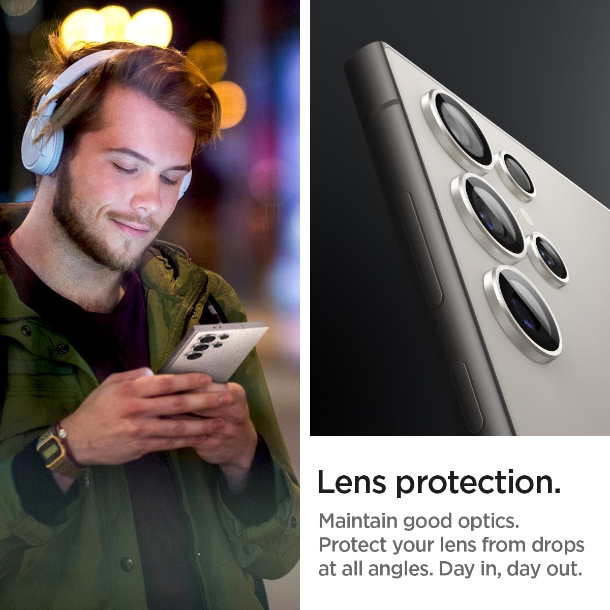Thumbnail 2 de Spigen Glas.TR EZ Fit Optik Pro Protection Caméra pour Samsung Galaxy S24 Ultra (2 pièces) en gris titane
