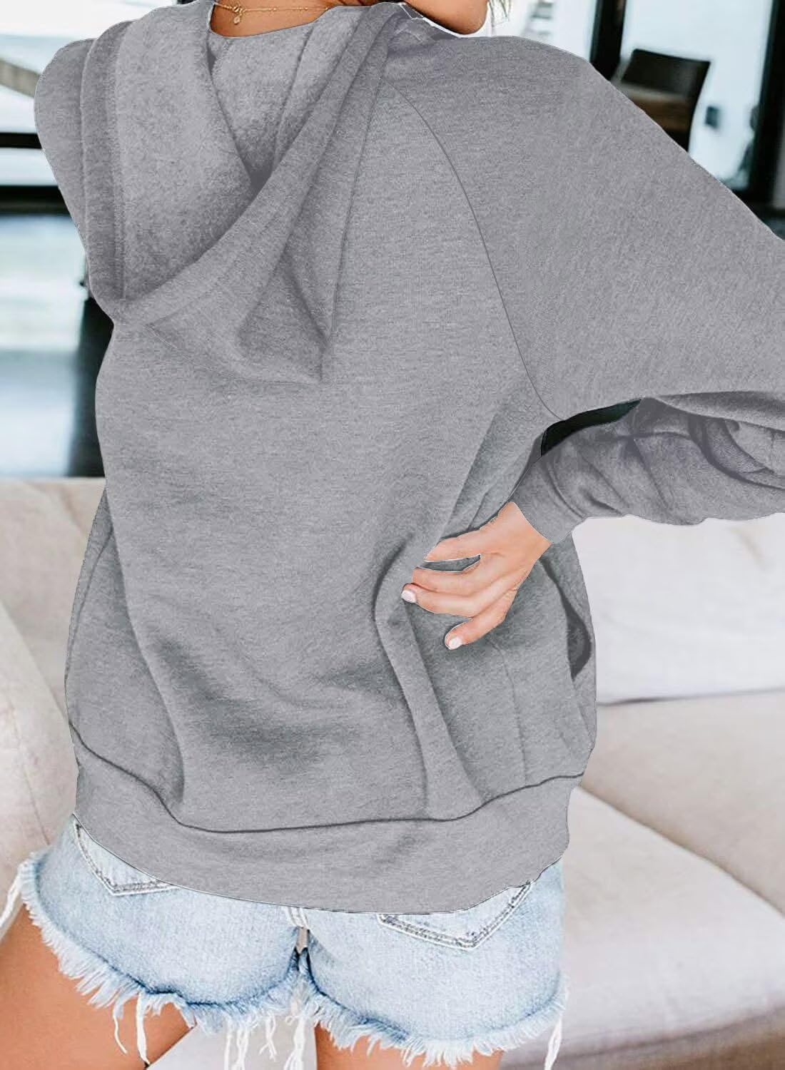 Thumbnail 1 de LACOZY Women’s Long Sleeve Zip-Up Hooded Hoodie Jacket (Oversized Colour Block)