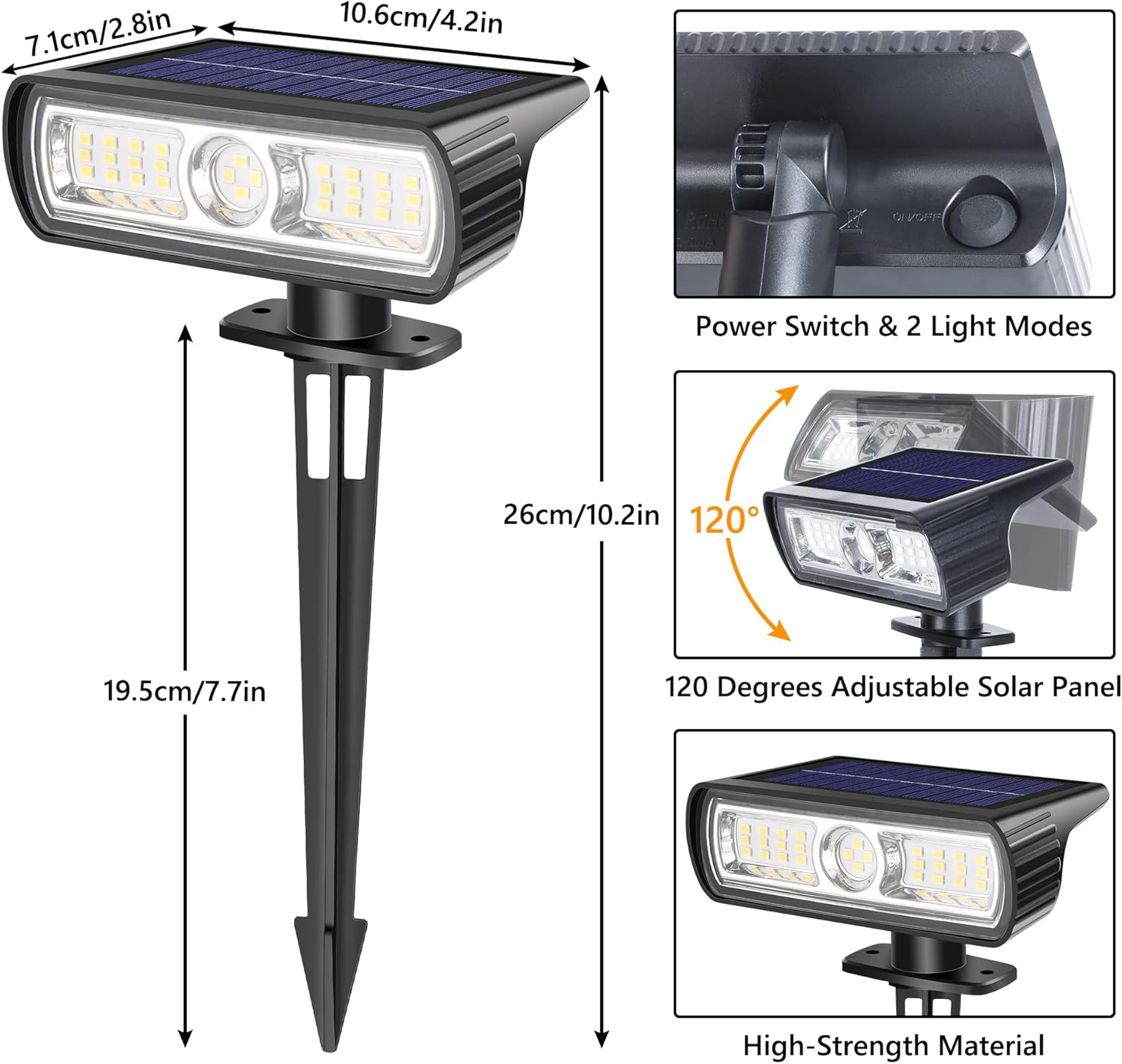 Thumbnail 6 de Moxled Solarlampen für Außen Garten (4er-Set) – 6500K kaltweiß, IP65, 2 Helligkeitsmodi