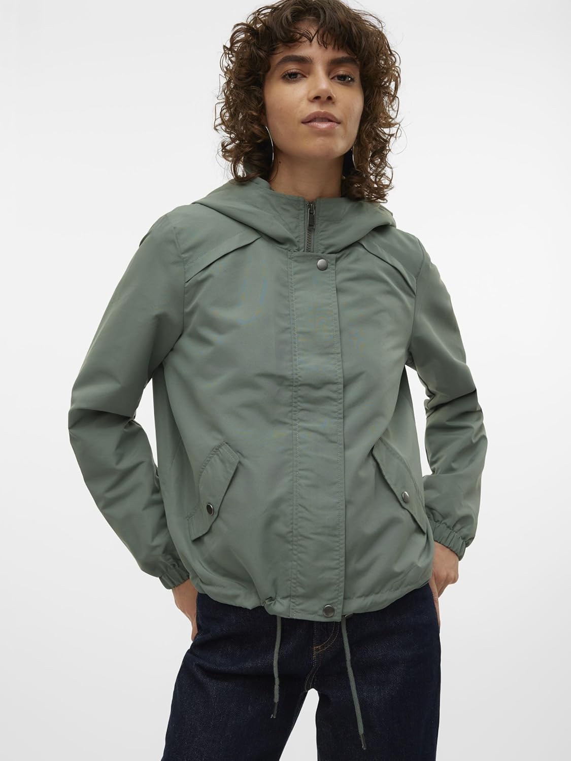 Detalle de VERO MODA Langer Parka VMCZOA für Damen – mit elastischen Bündchen und Druckknopf-Taschen