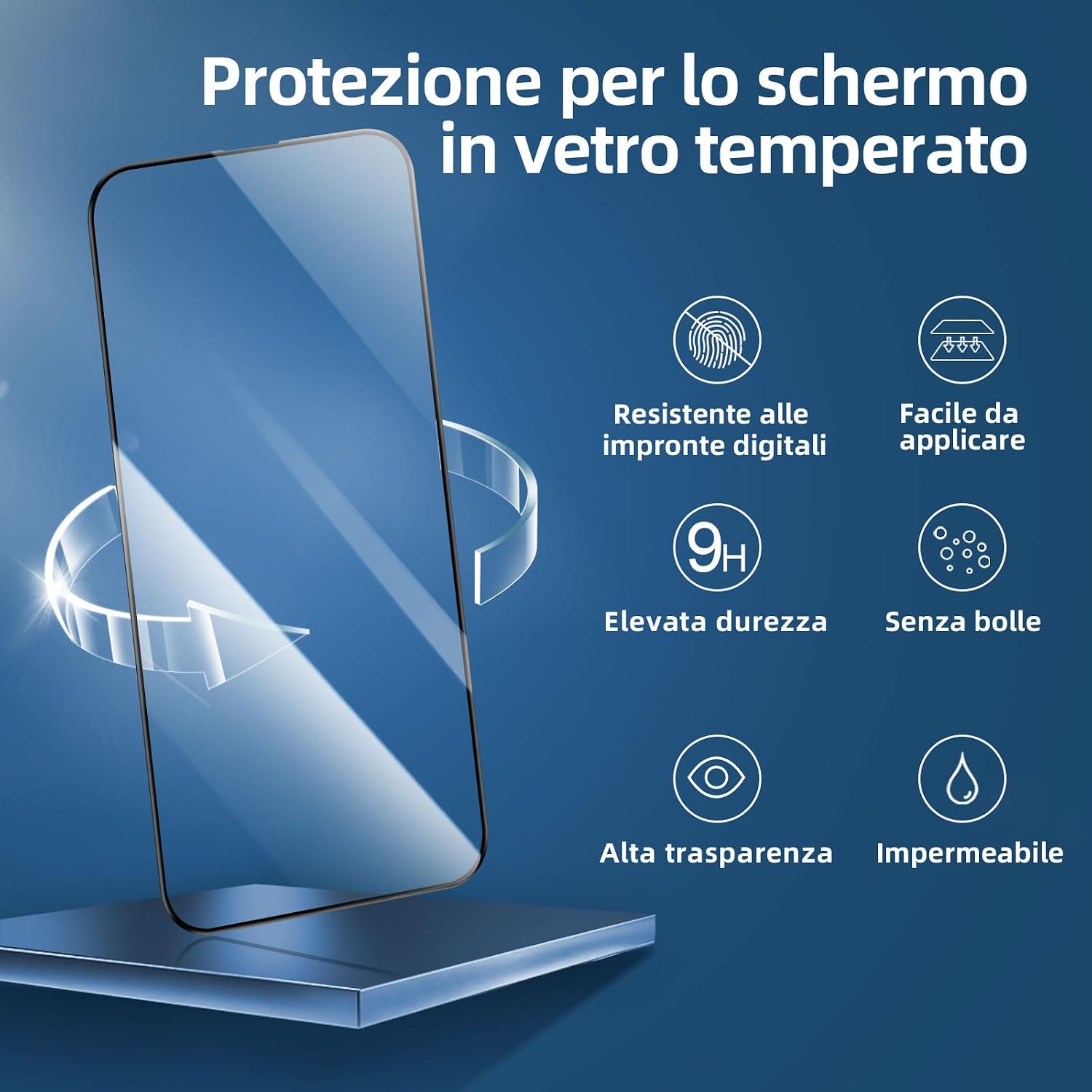 Thumbnail 4 de NEW’C 3 Pezzi pellicola protettiva schermo intero per iPhone 15 Pro 6,1” (installazione automatica, vetro temperato)