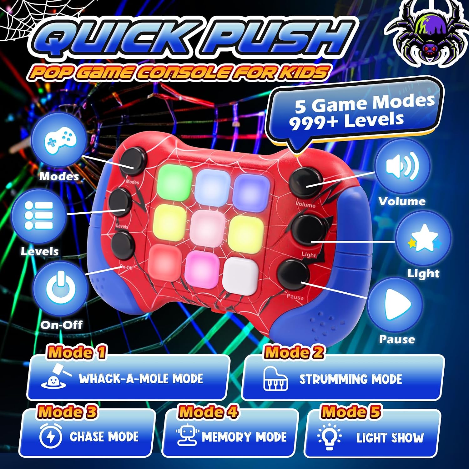 Detalle 2 de Spider Push Pop Fidget Toy for Ages 6–9
