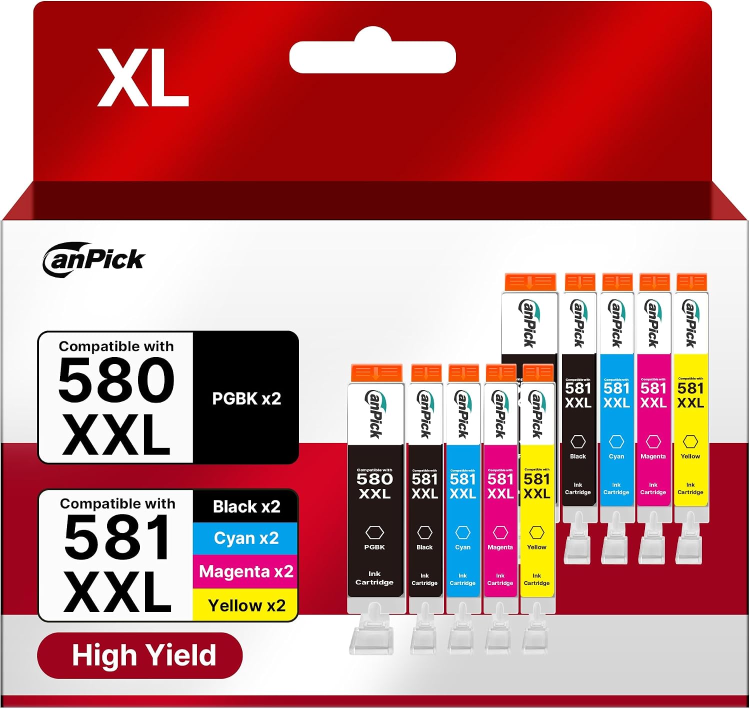Detalle de CanPick PGI-580XXL CLI-581XXL Multipack 10er-Pack