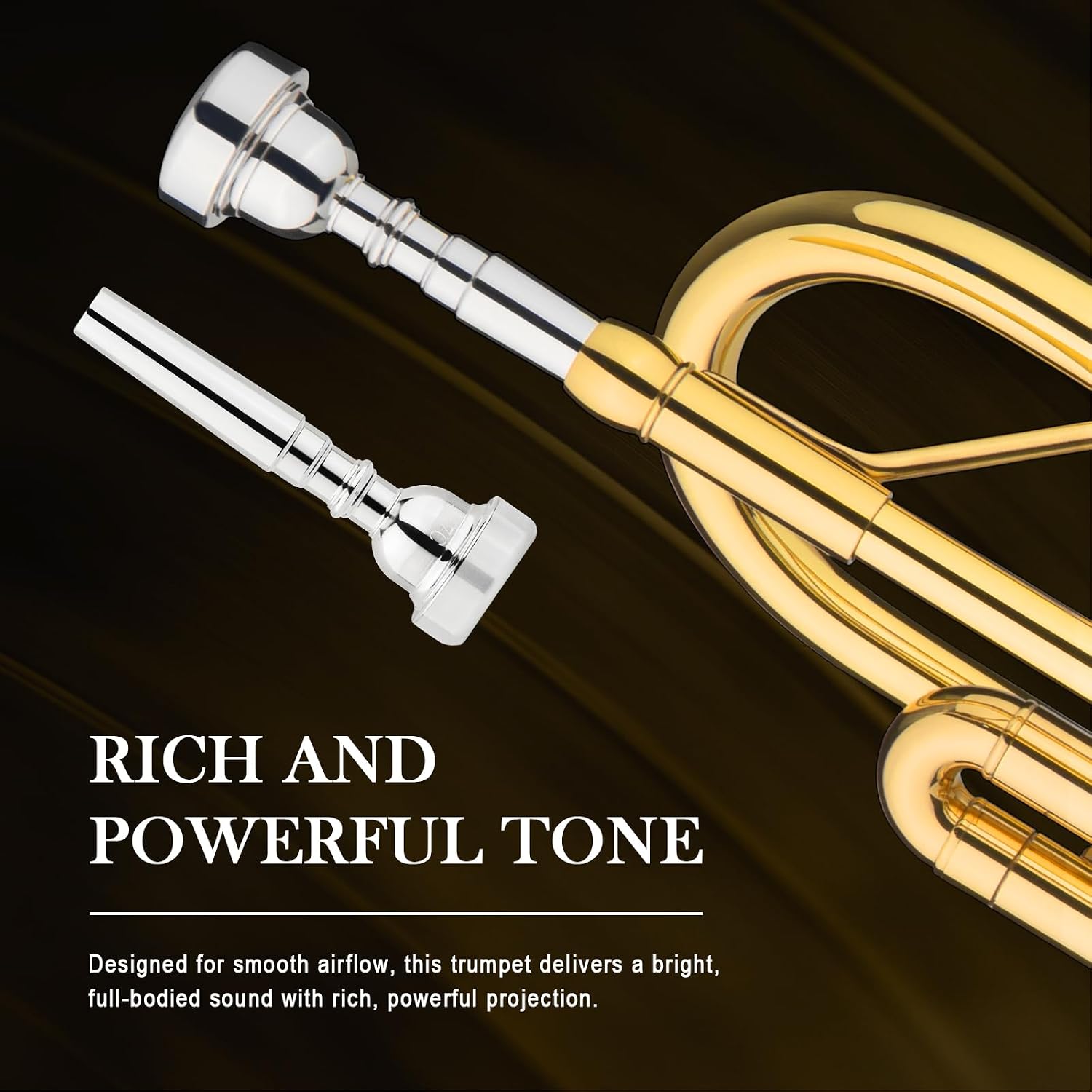 Detalle de SONICAKE Tromba Bb Standard per Principianti – kit completo in ottone dorato con bocchino 7C e custodia rigida