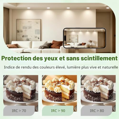Thumbnail 7 de Laiebri Spot LED Encastrable Extra Plat 25 mm – Lot de 4, 6W, 2700–6000K, IP44