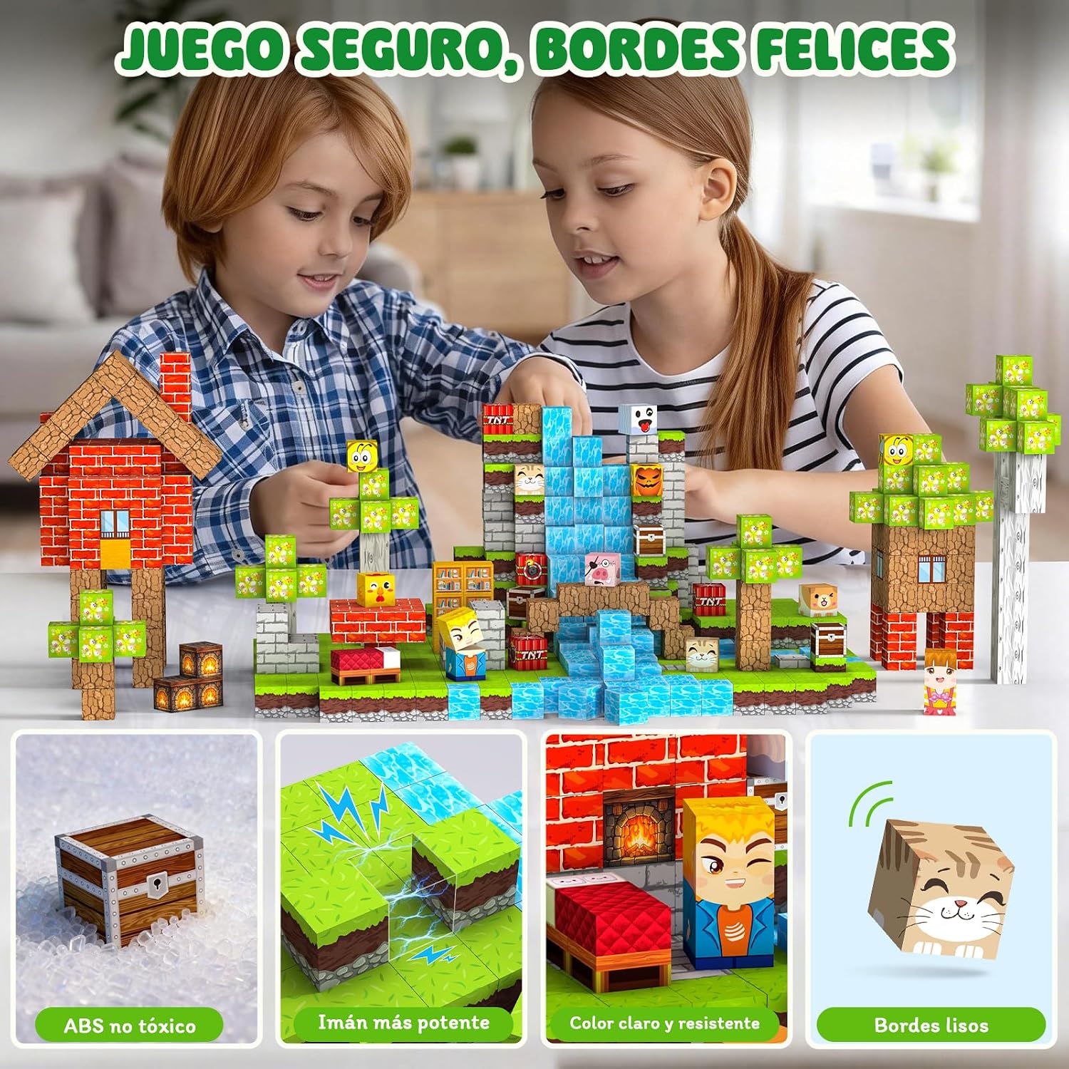 Thumbnail 6 de Crifeton Bloques Magneticos Construccion Niños 100 Piezas 2CM 3+ Magneticas,Juego Magnetic Blocks Tiles Construcción,Juguetes Montessori para Niños4 5 6 7 8 9 10 11 12Regalos de Cumpleaños para Niñas