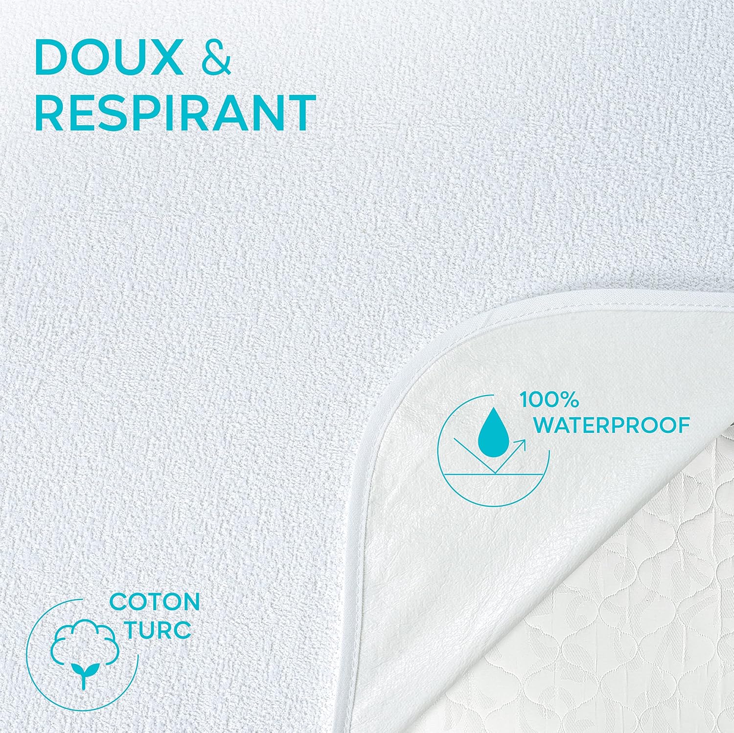 Thumbnail 3 de Twinzen Protege Matelas 140x190 Imperméable 4 Coins Elastiques