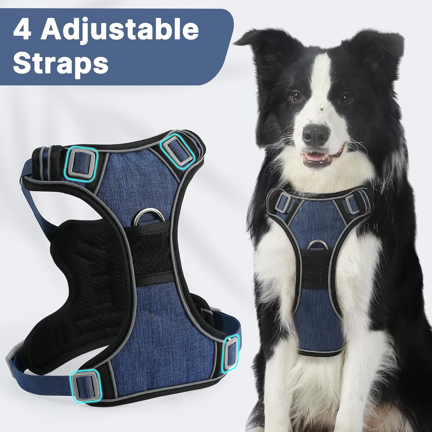 Detalle de Belababy Large Dog Harness: Anti-Pull, Padded Handling and Reflective Safety for Everyday Walks