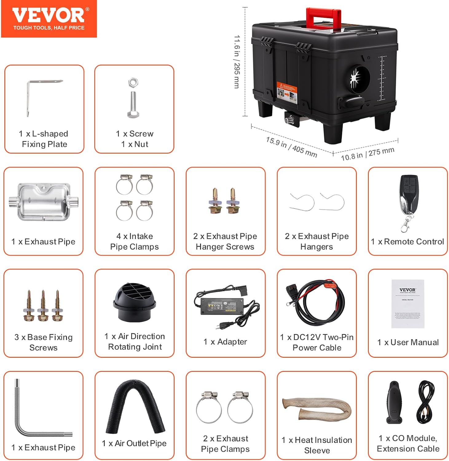 Thumbnail 6 de VEVOR XMZ-TB20 8KW Diesel Air Heater with App, Remote and CO Alarm