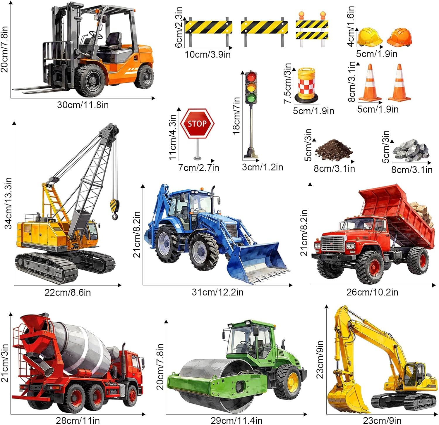 Thumbnail 1 de Supzone Trucks & Digger Car Wall Stickers – Construction Vehicle Wall Art for Kids Rooms
