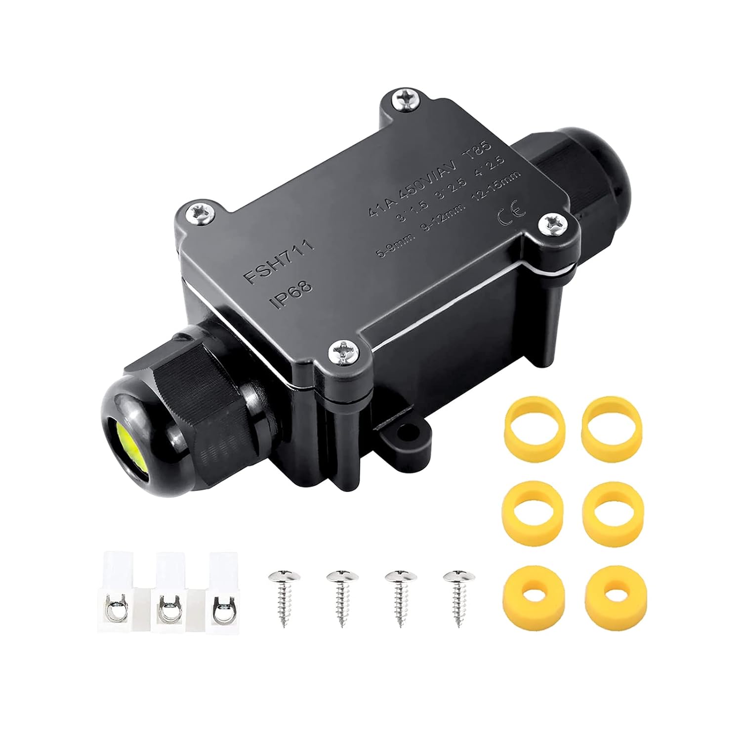 Elezenioc IP68 2-Way Outdoor Waterproof Junction Box for 5–15mm Cables (FSH711)