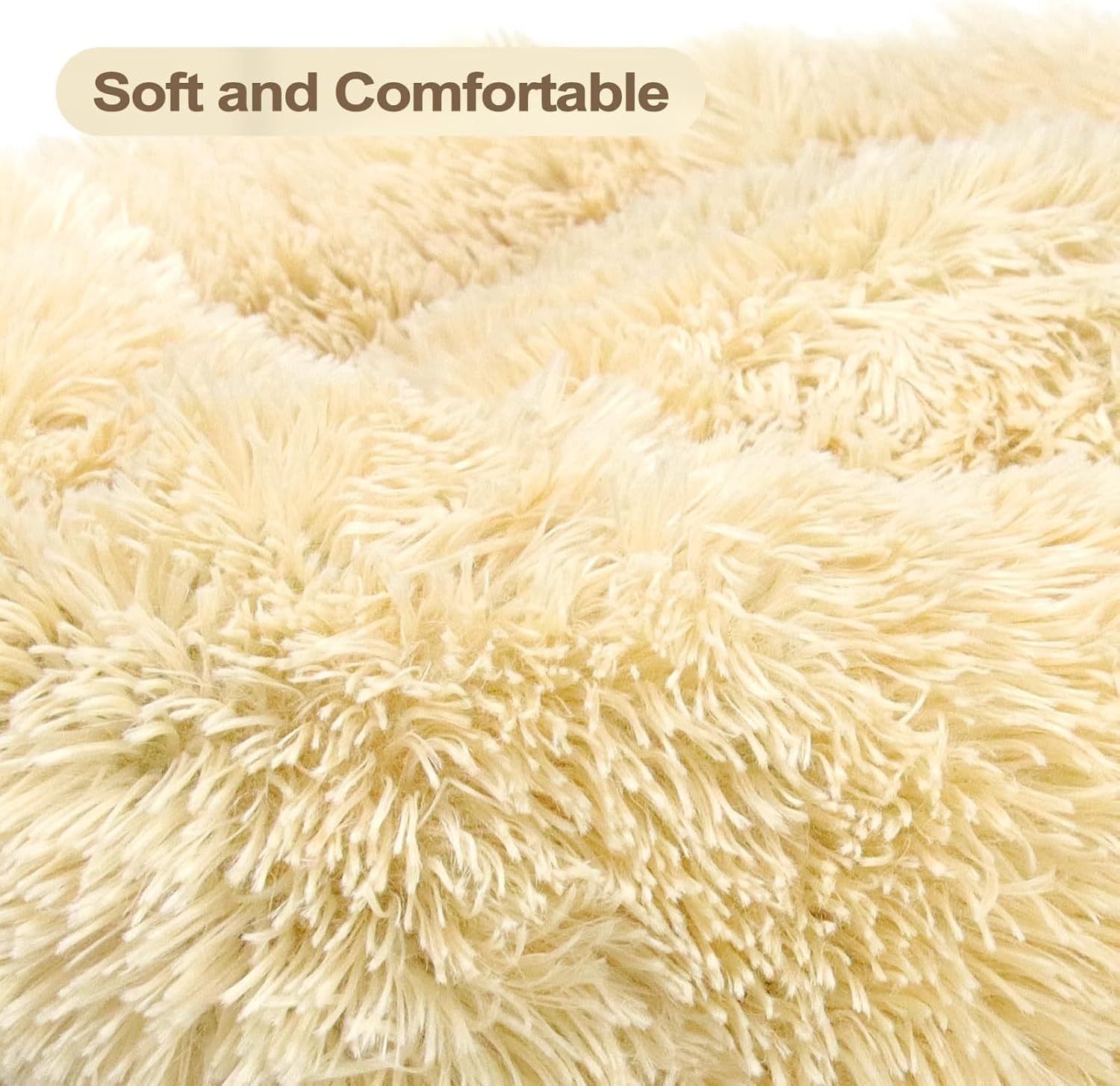 Thumbnail 2 de DONWEI Calming Dog Donut Bed (60x60cm) – Washable, non-slip fluffy calming cushion for small to medium dogs