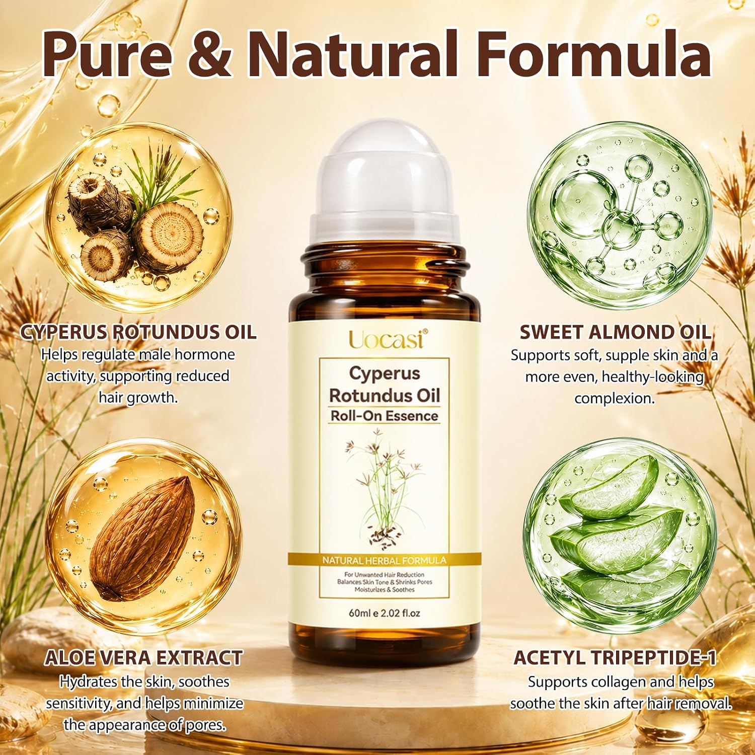 Detalle 2 de Uocasi Cyperus Rotundus Oil Roller Ball 2.02 Fl Oz