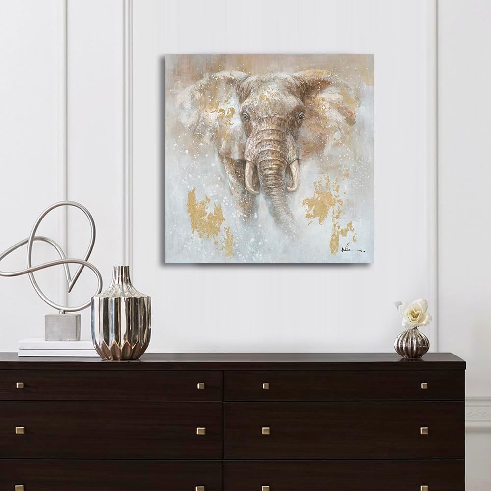 Detalle de Kunstorner Elephant Canvas Wall Art, 24 x 24 Inches