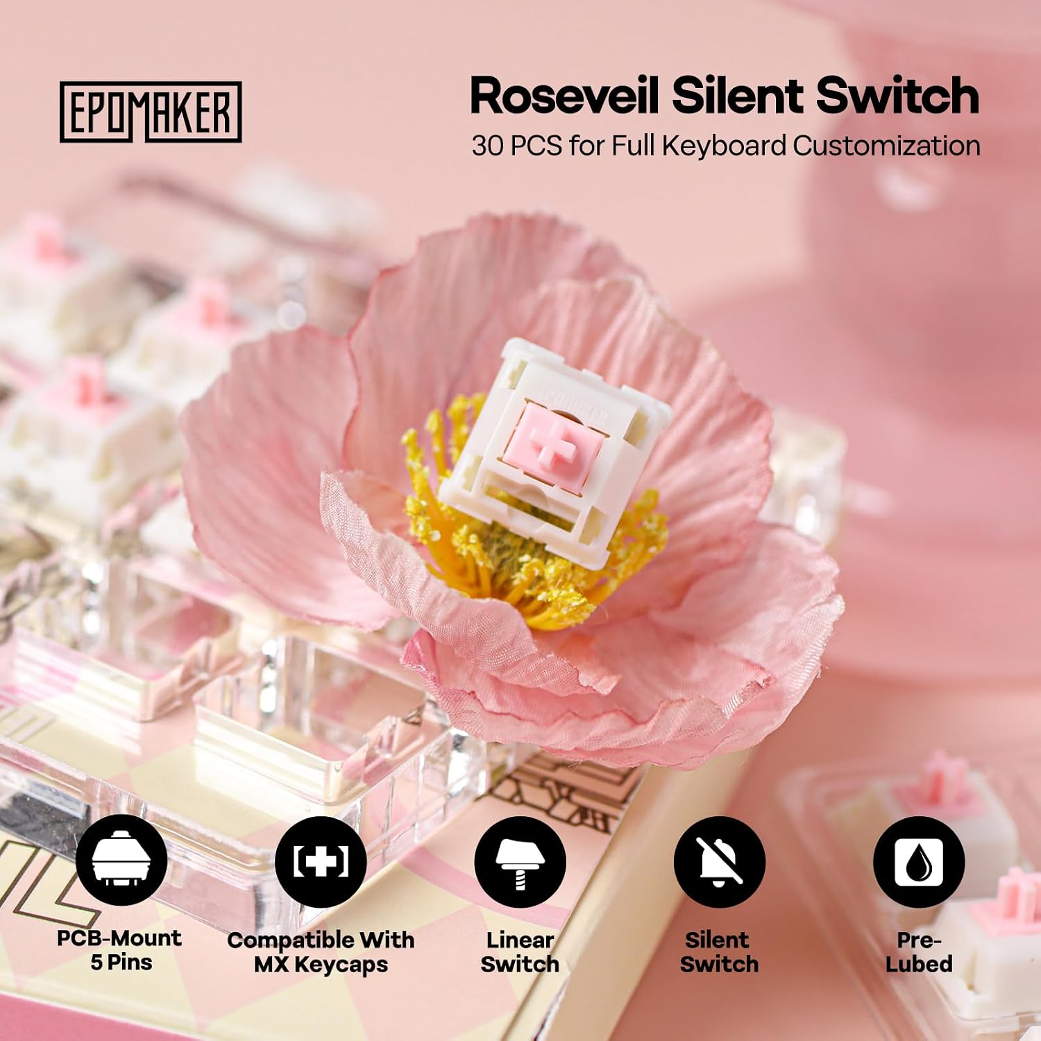 Detalle 2 de EPOMAKER Roseveil silent switch 30 pack